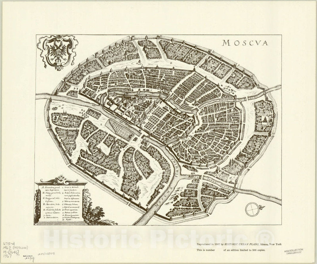 Map : Moscow, Russia 1646, 1967, Moscva, Antique Vintage Reproduction