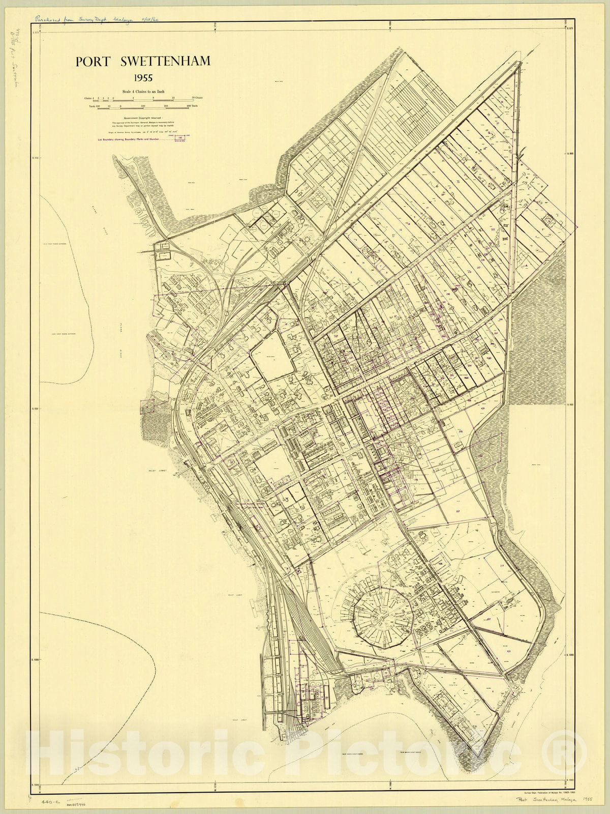 Map : Selangor, Malaysia 1955, Port Swettenham , Antique Vintage Reproduction