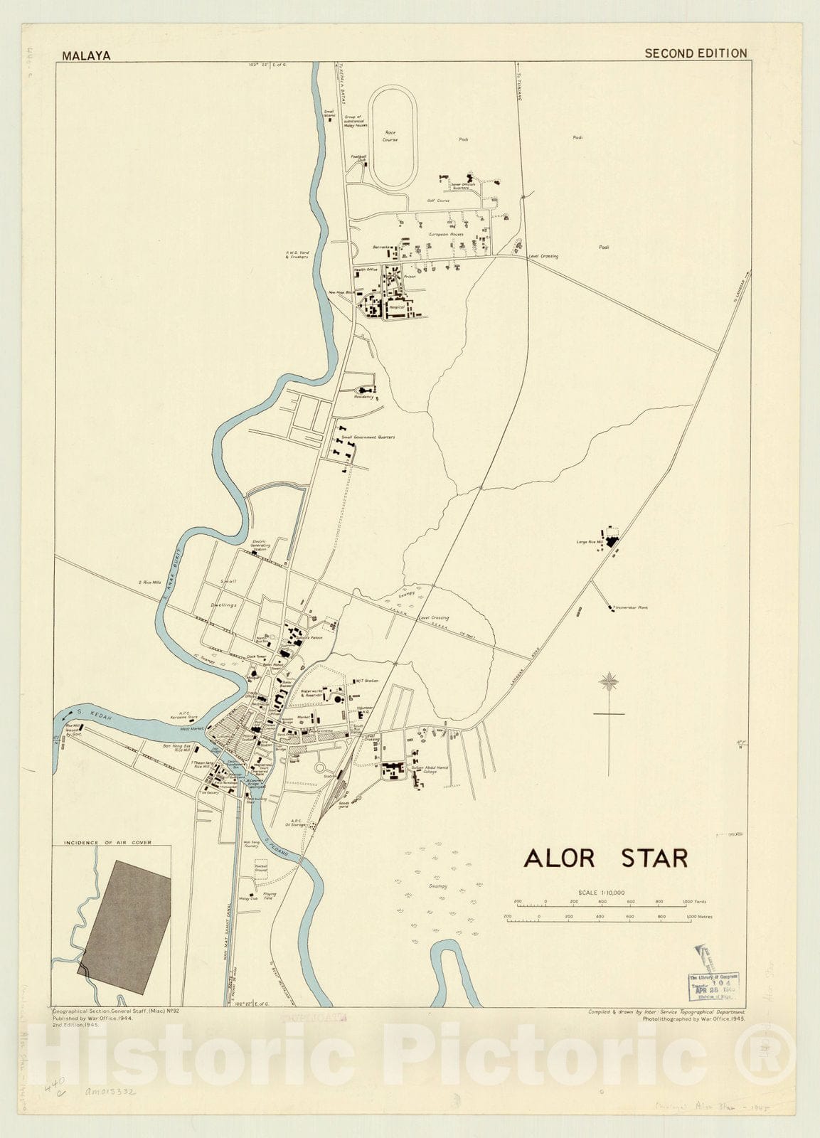 Map : Kedah, Malaysia 1945, Alor Star , Antique Vintage Reproduction