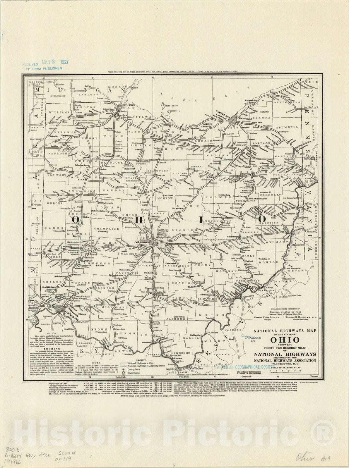 Map : Ohio 1919, National highways map of the state of Ohio : showing thirty-two hundred miles of national highways