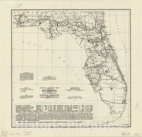 Map : Florida 1919, National highways map of the state of Florida : showing twenty-nine hundred miles of national highways