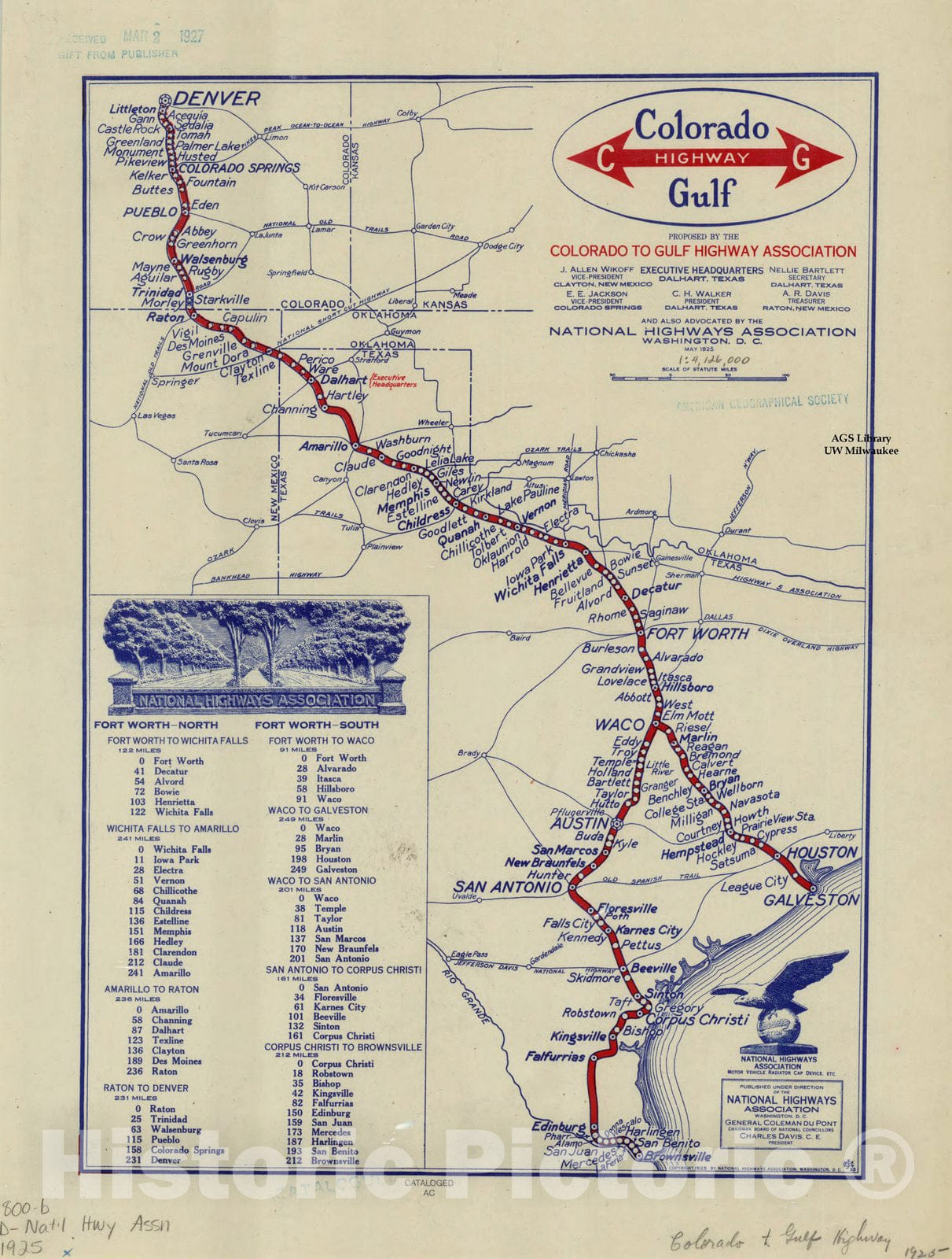 Map : Colorado and Texas 1925, , Antique Vintage Reproduction