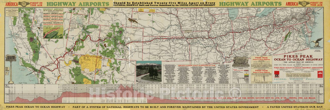 Historic Map : United States 1924, Map of the Pikes Peak Ocean to Ocean Highway : the Appian way of America showing every city, town, village and hamlet throughout its entire length