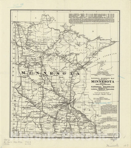 Map : Minnesota 1919, National highways map of the state of Minnesota: showing thirty-one hundred miles of national highways