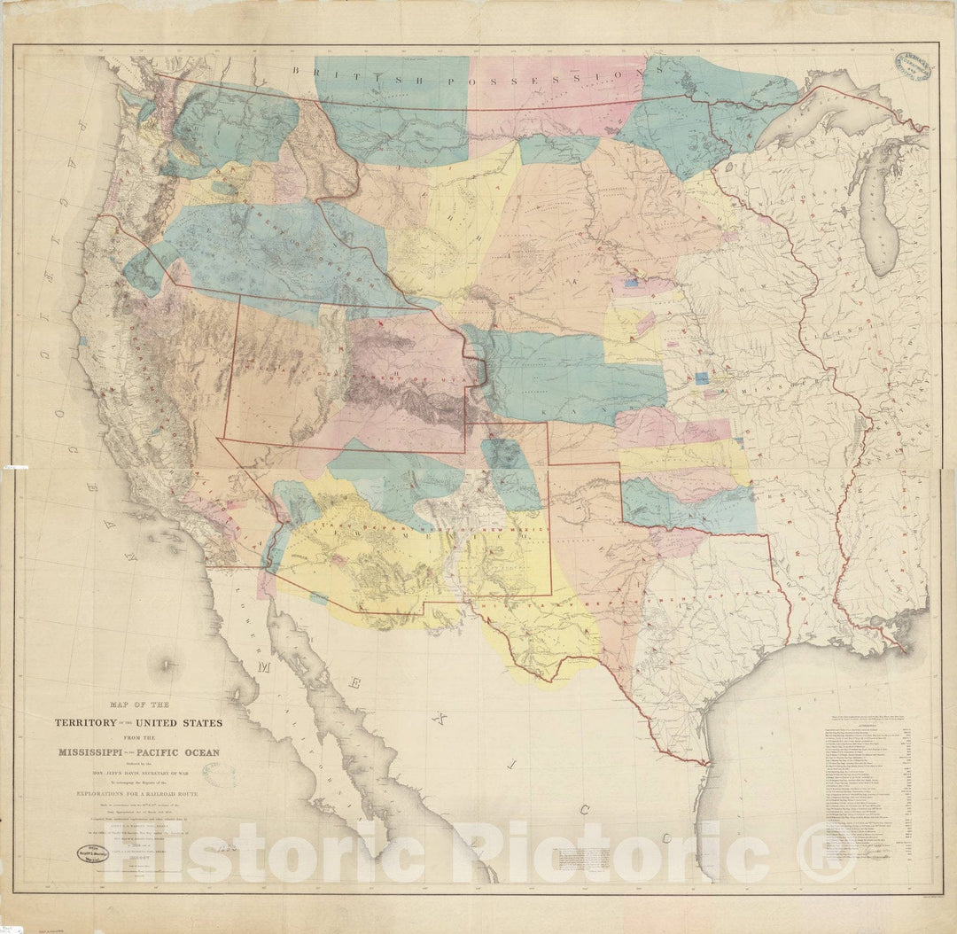 Map : United States 1858, Antique Vintage Reproduction