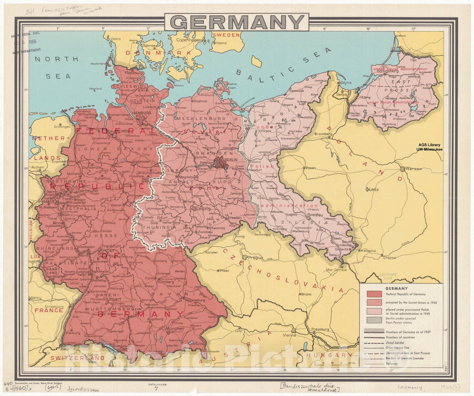 Map : Germany 1960, Germany , Antique Vintage Reproduction