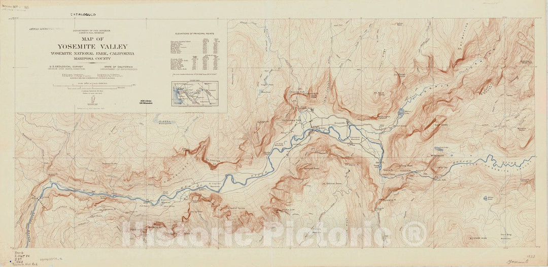 Map : Mariposa County, California 1922, Map of Yosemite Valley, Yosemite National Park, California, Mariposa County, Antique Vintage Reproduction