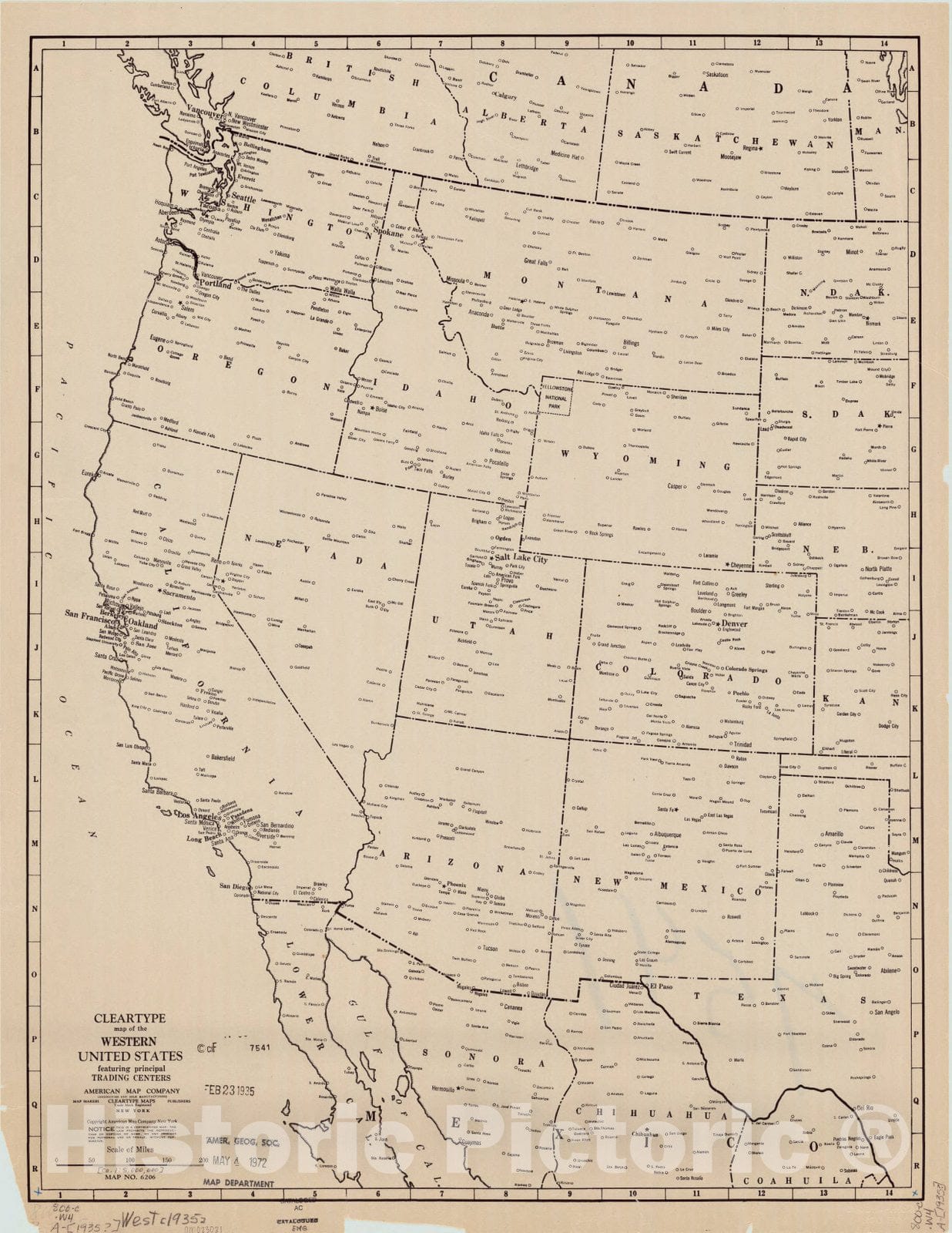 Map : United States, western 1935, Cleartype map of the western United States : featuring principal trading centers , Antique Vintage Reproduction