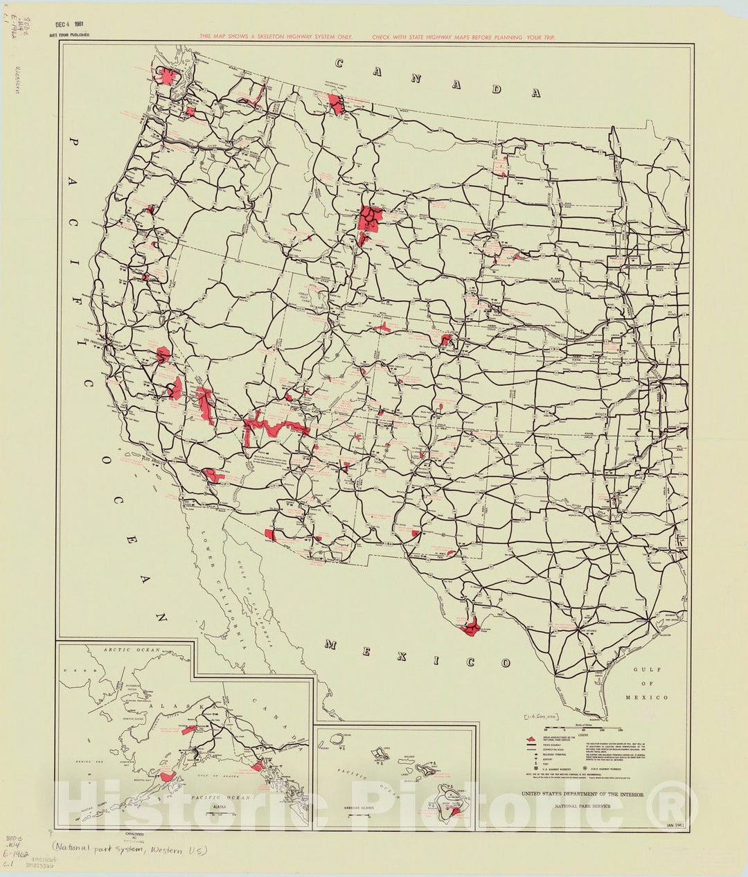 Map : United States, western 1962 2, The national park system : Western United States : an invitation , Antique Vintage Reproduction