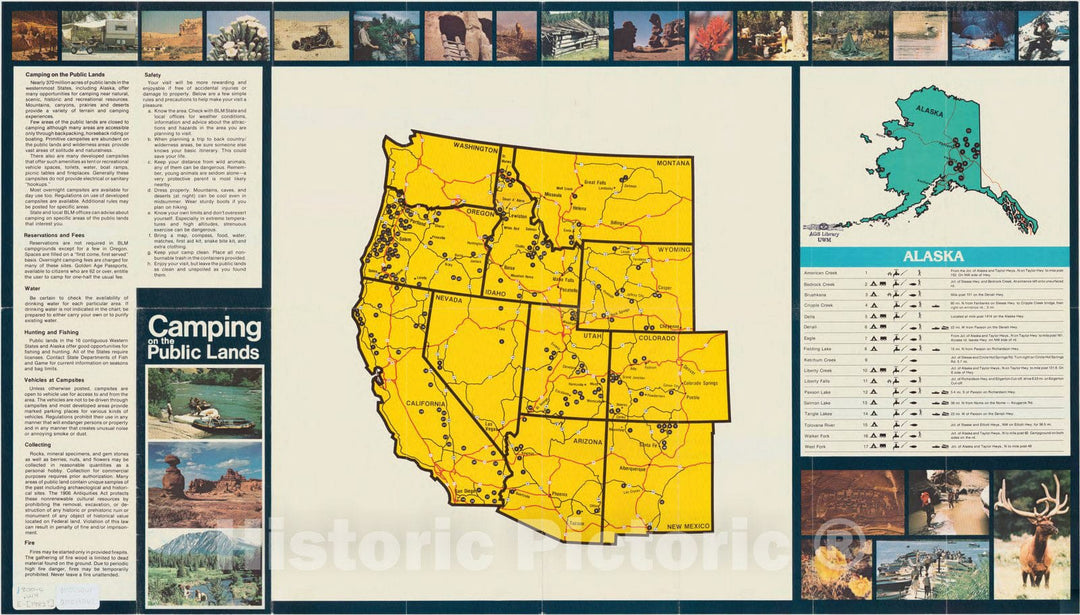 Map : United States, western 1983, Camping on the public lands, Antique Vintage Reproduction