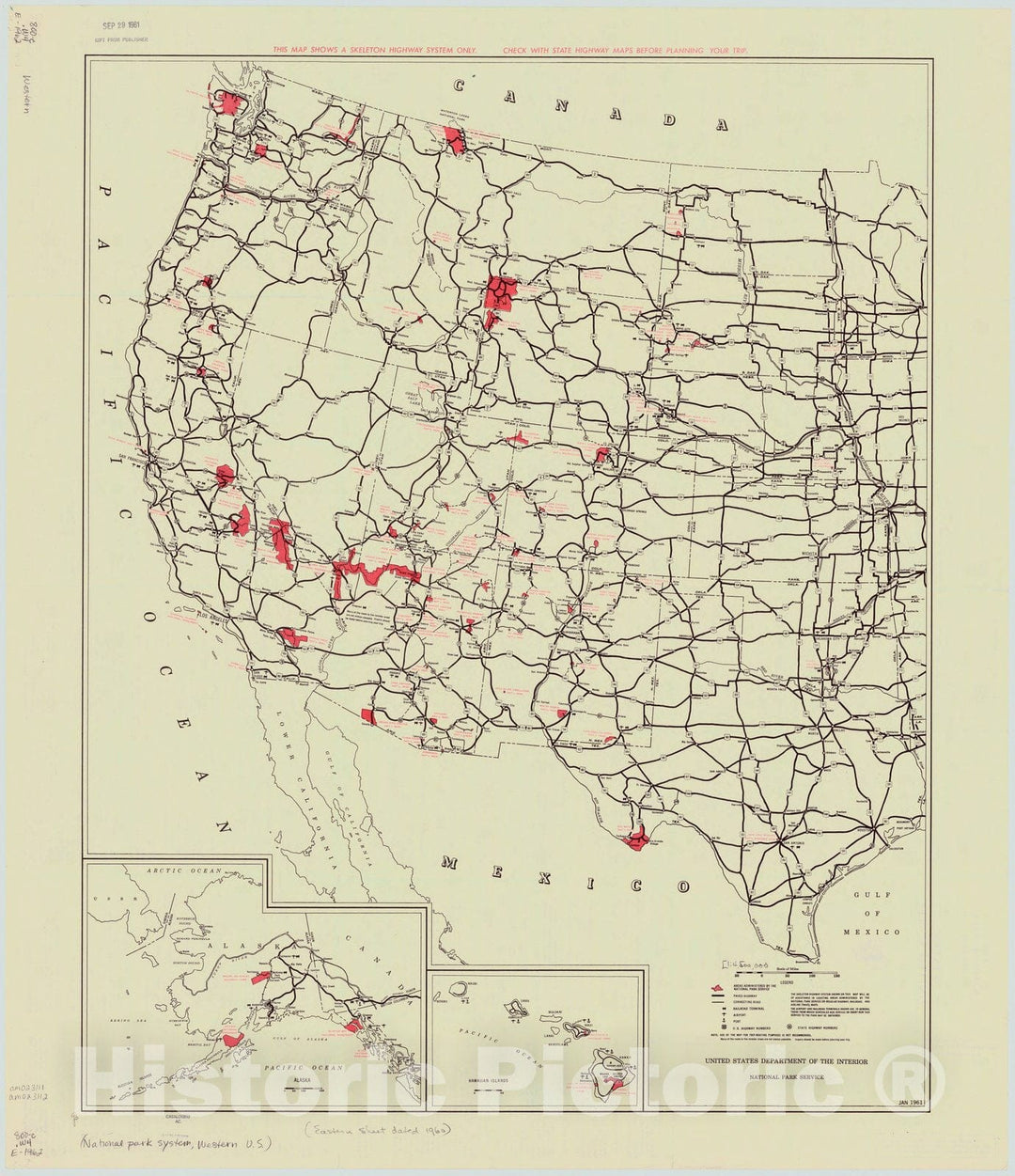 Map : United States, western 1962 3, The national park system : Western United States : an invitation , Antique Vintage Reproduction