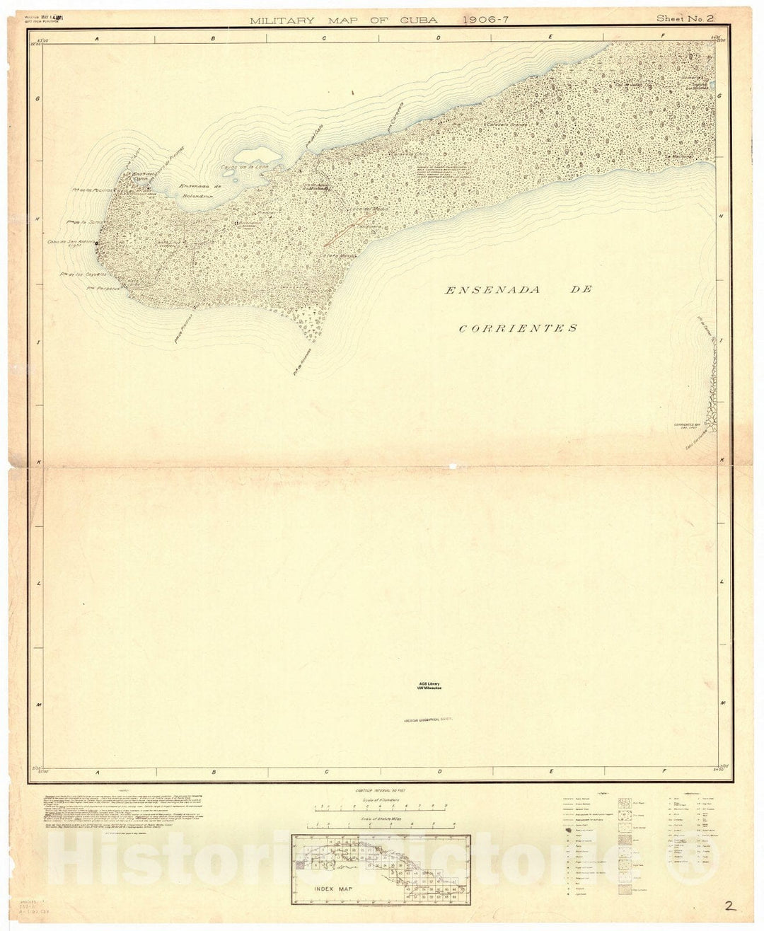 Map : Cuba 1906 12, Military map of Cuba , Antique Vintage Reproduction