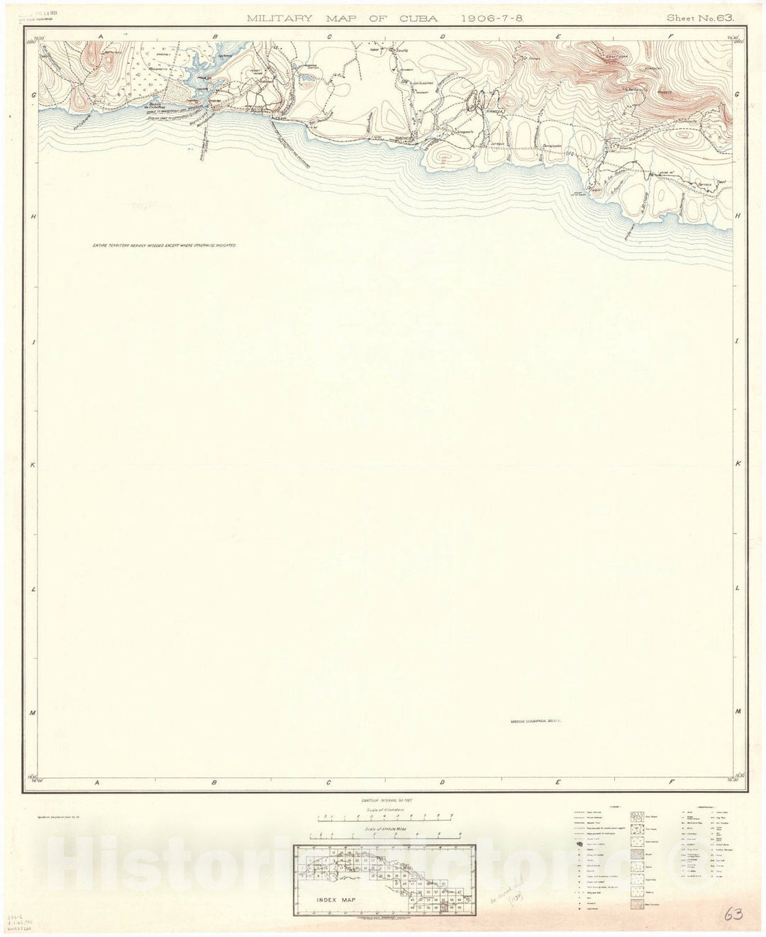 Map : Cuba 1906 45, Military map of Cuba , Antique Vintage Reproduction