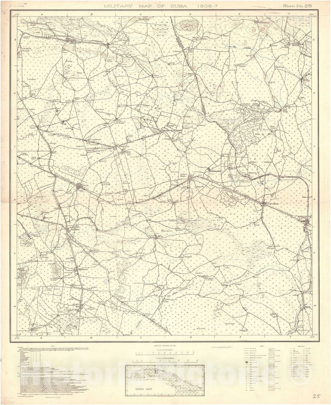 Map : Cuba 1906 56, Military map of Cuba , Antique Vintage Reproduction