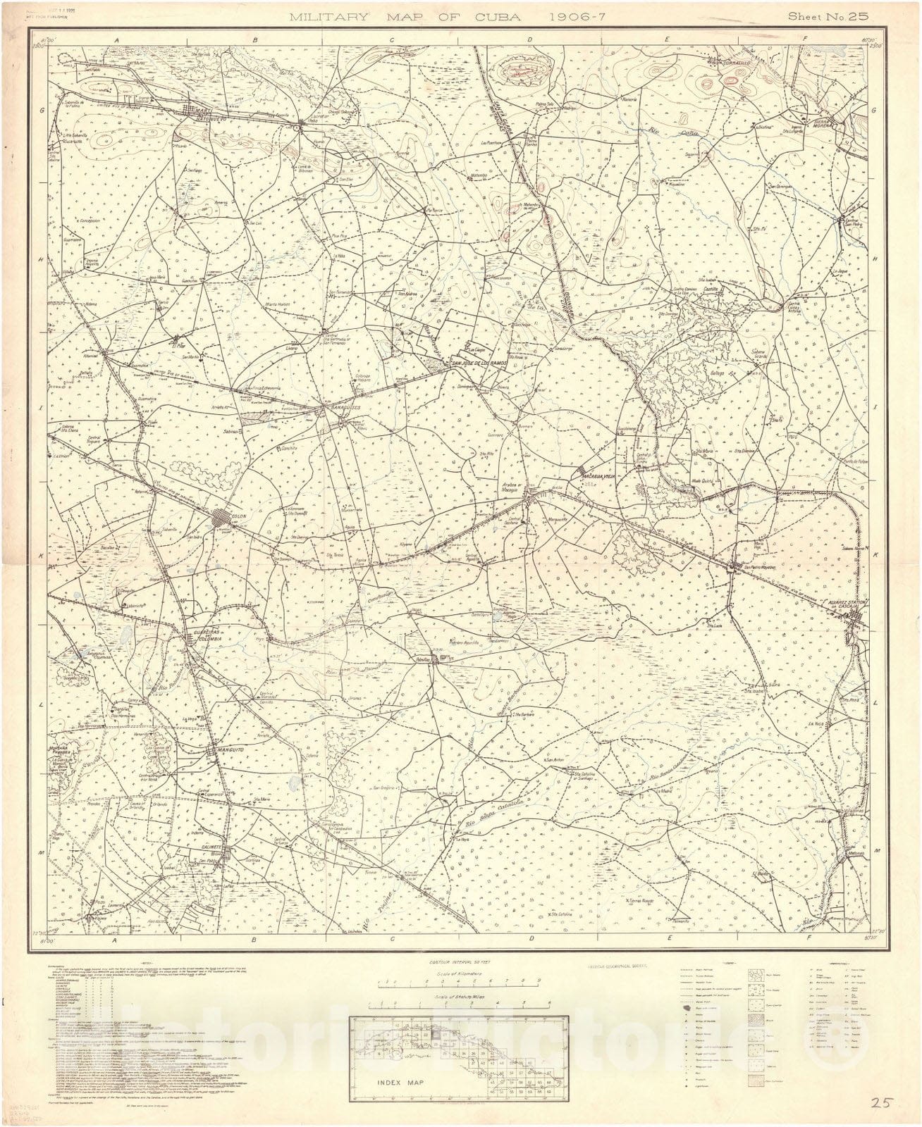 Map : Cuba 1906 56, Military map of Cuba , Antique Vintage Reproduction