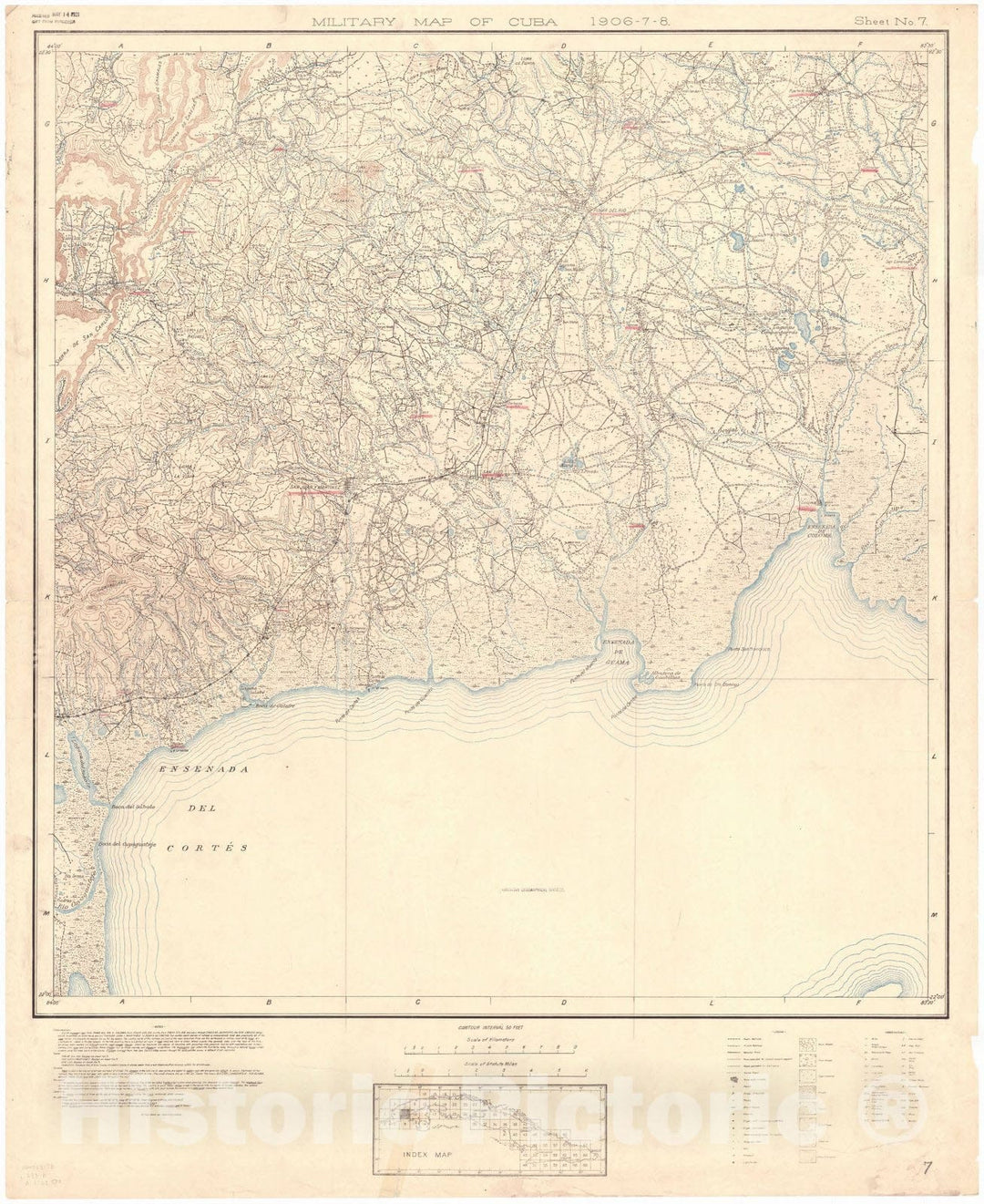 Map : Cuba 1906 89, Military map of Cuba , Antique Vintage Reproduction