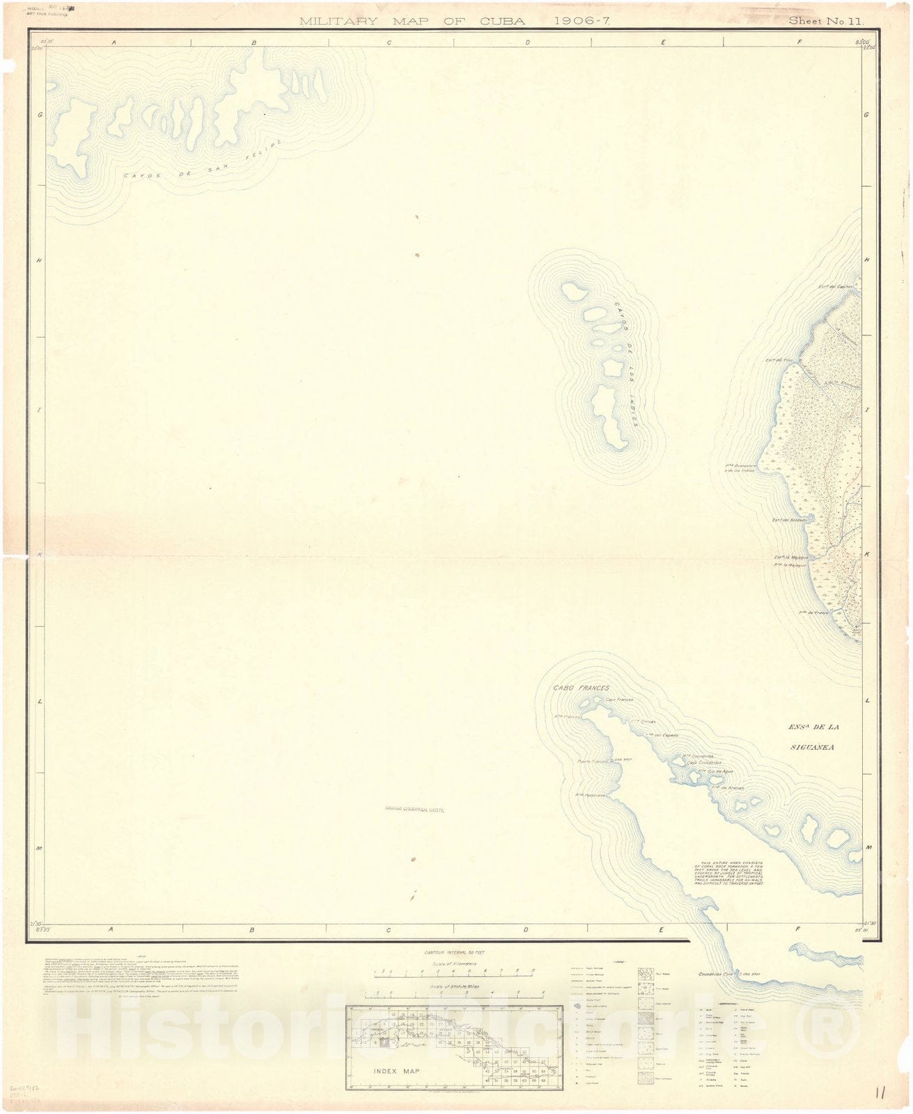 Map : Cuba 1906 2, Military map of Cuba , Antique Vintage Reproduction