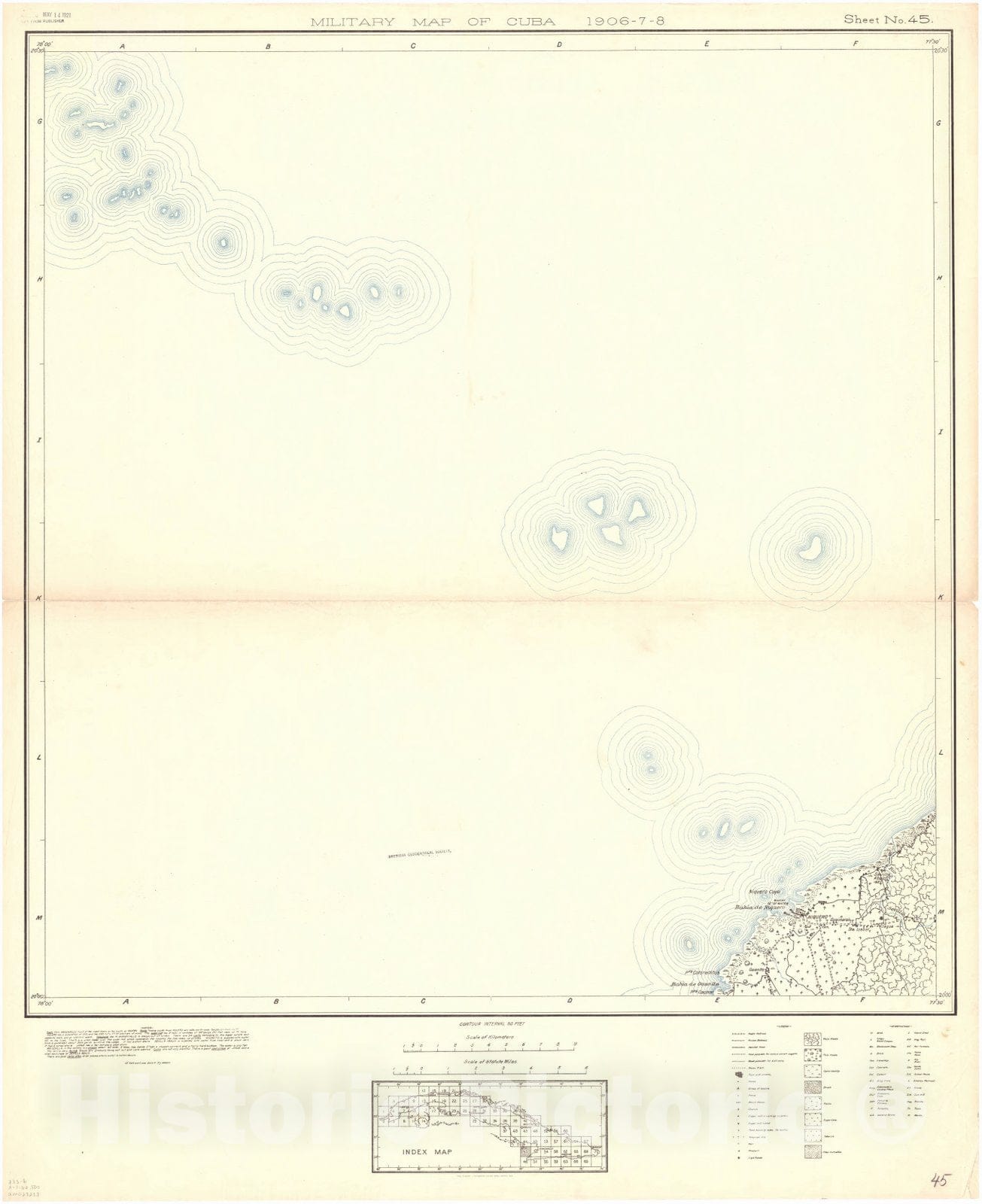 Map : Cuba 1906 3, Military map of Cuba , Antique Vintage Reproduction