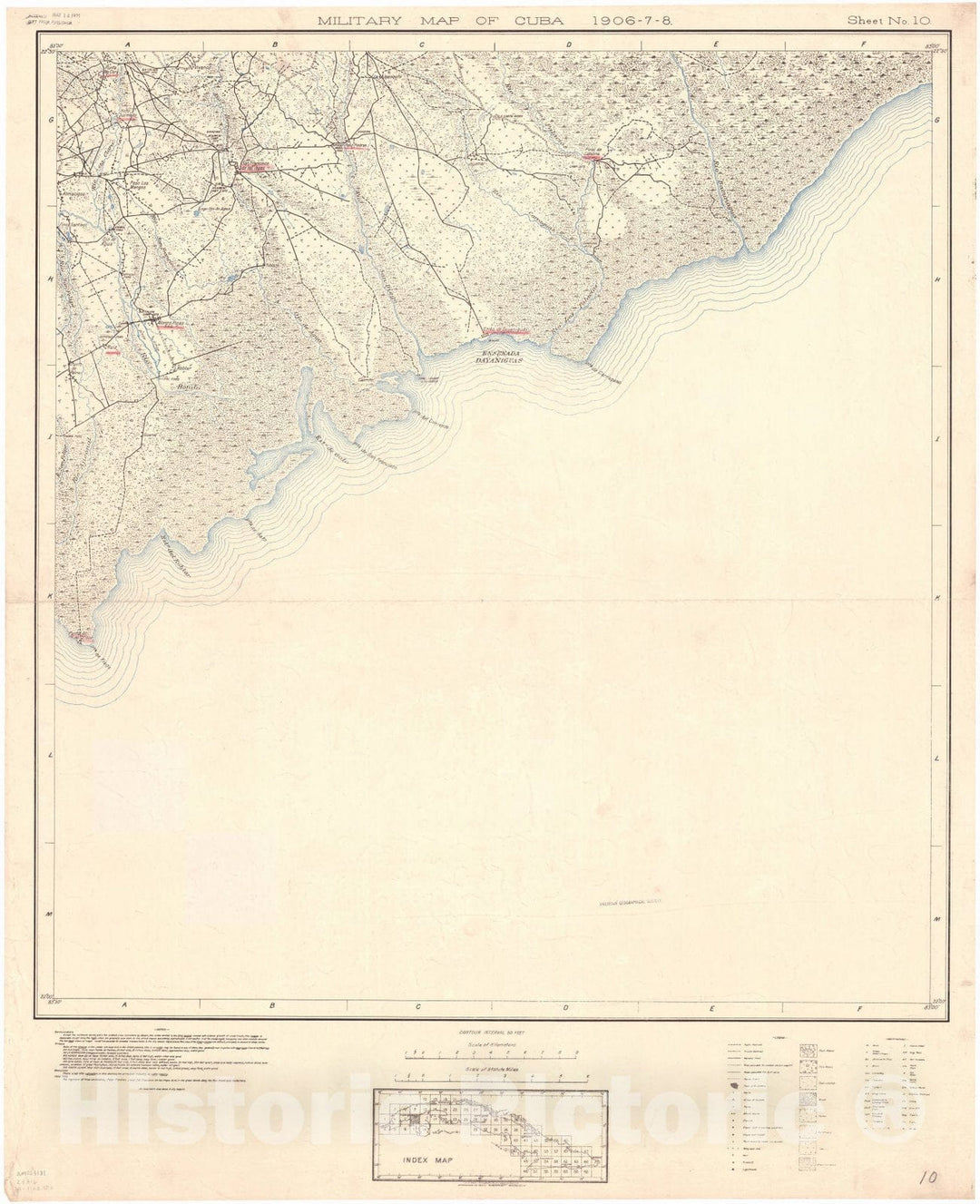 Map : Cuba 1906 5, Military map of Cuba , Antique Vintage Reproduction