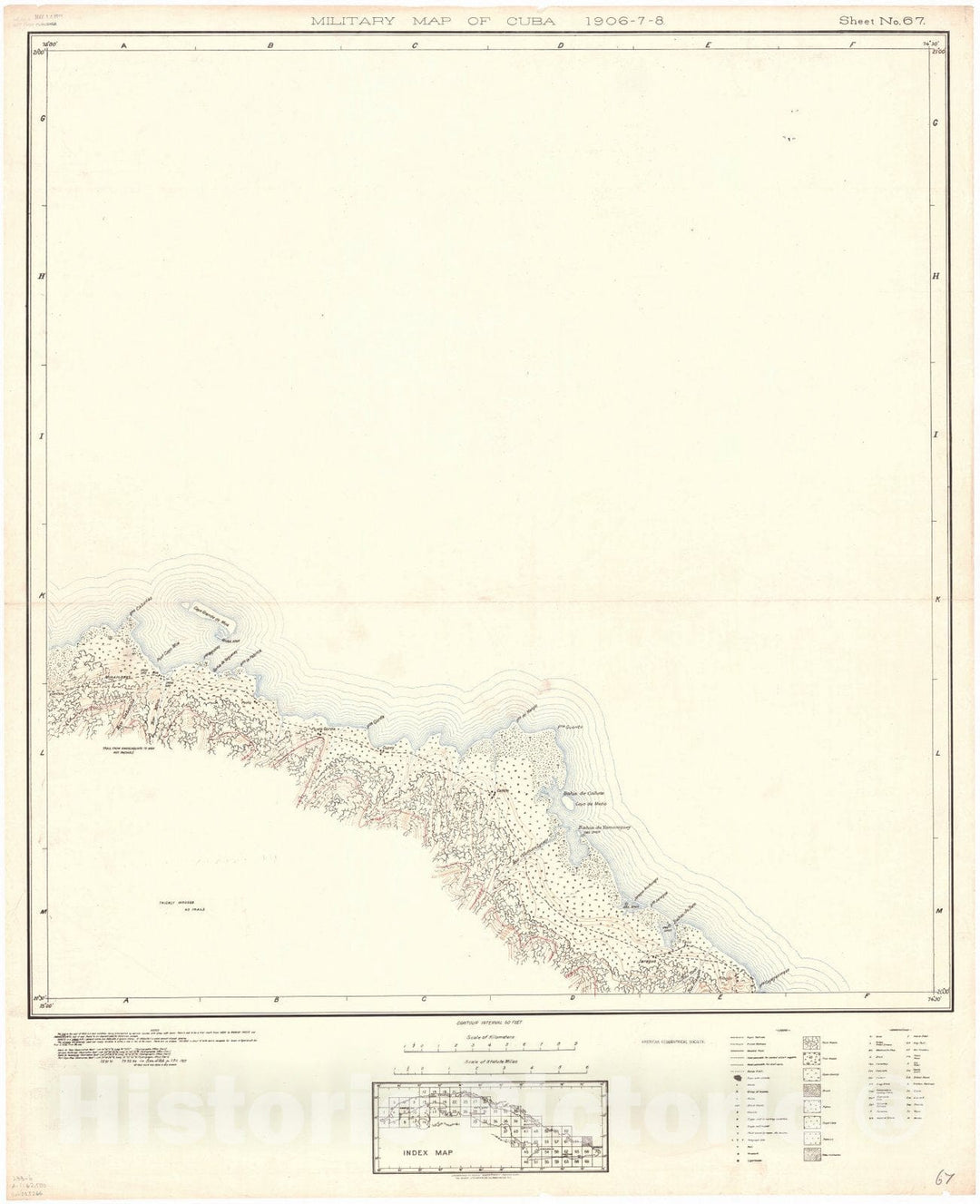 Map : Cuba 1906 6, Military map of Cuba , Antique Vintage Reproduction