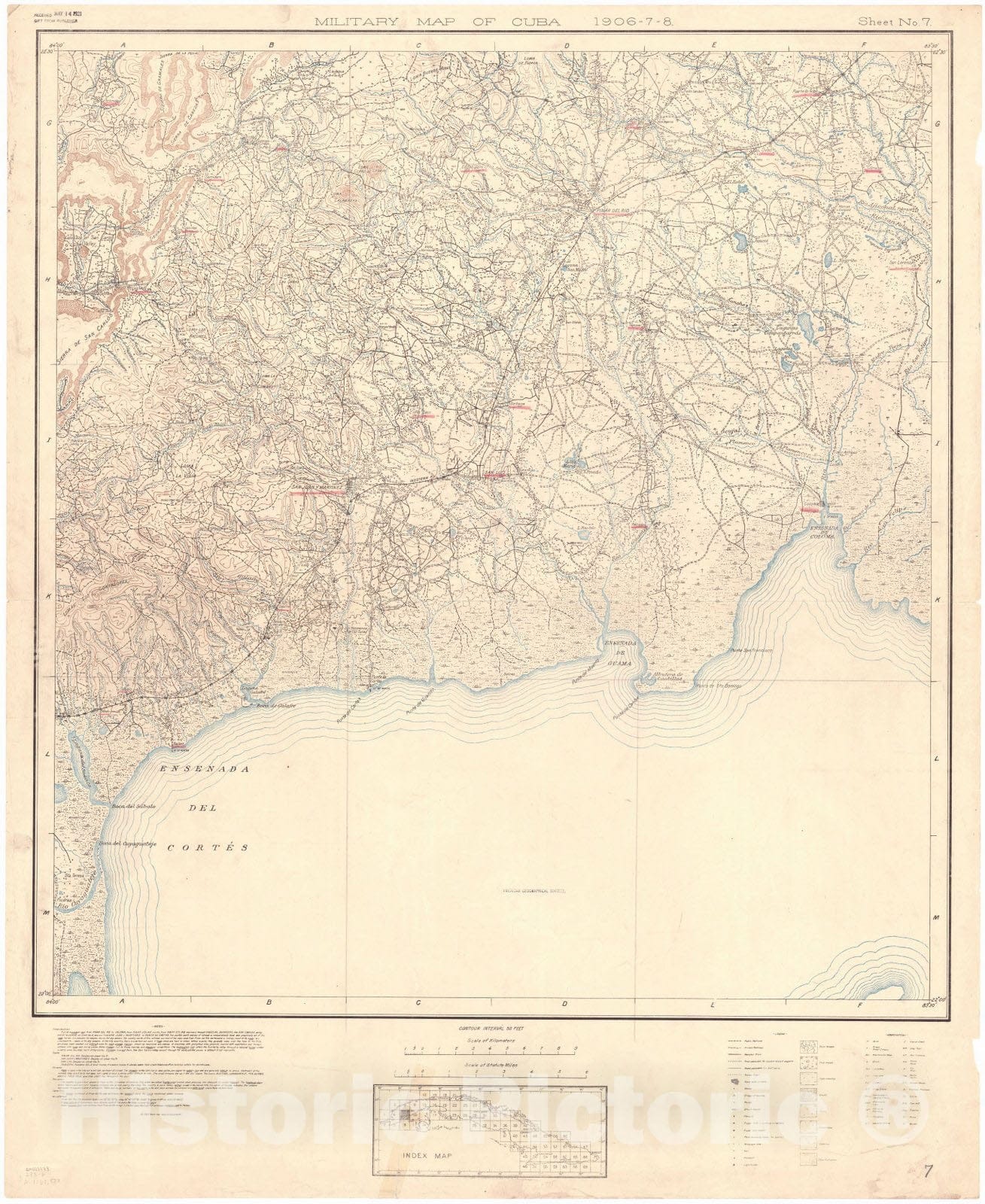 Map : Cuba 1906 98, Military map of Cuba , Antique Vintage Reproduction