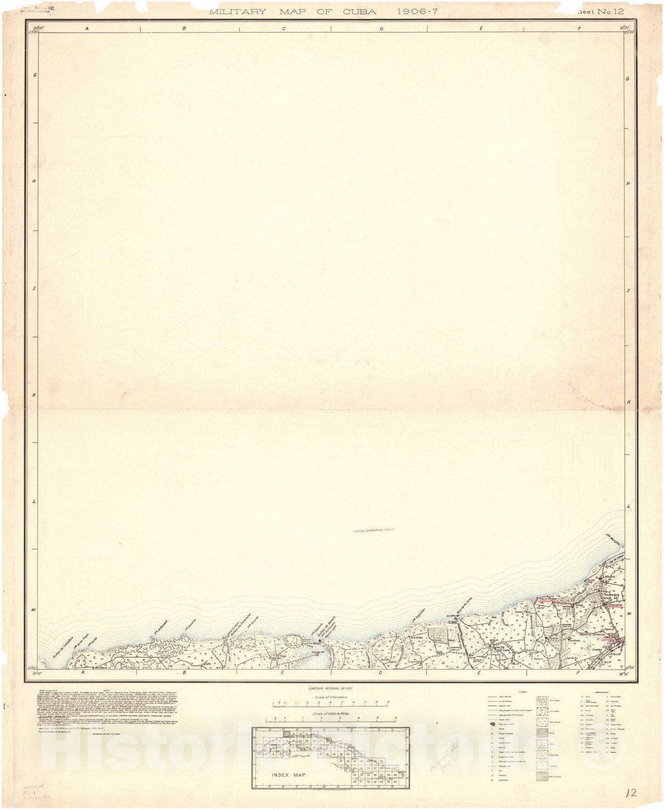 Map : Cuba 1906 16, Military map of Cuba , Antique Vintage Reproduction