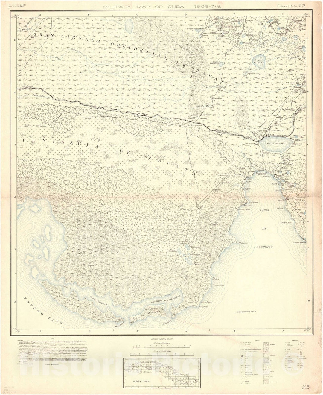 Map : Cuba 1906 19, Military map of Cuba , Antique Vintage Reproduction