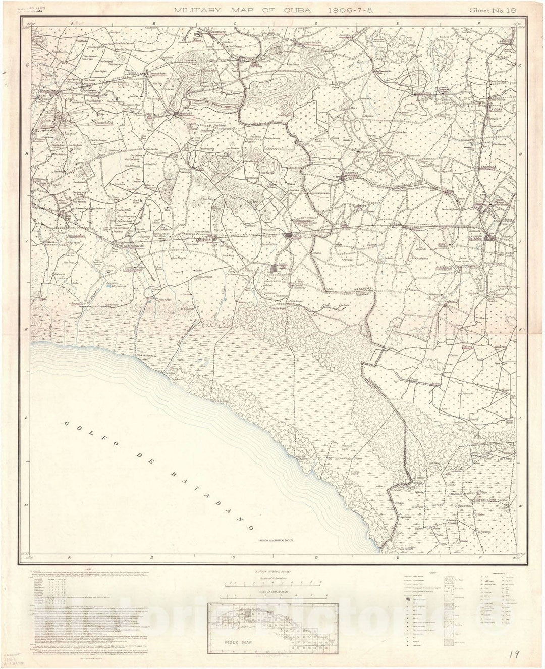 Map : Cuba 1906 22, Military map of Cuba , Antique Vintage Reproduction