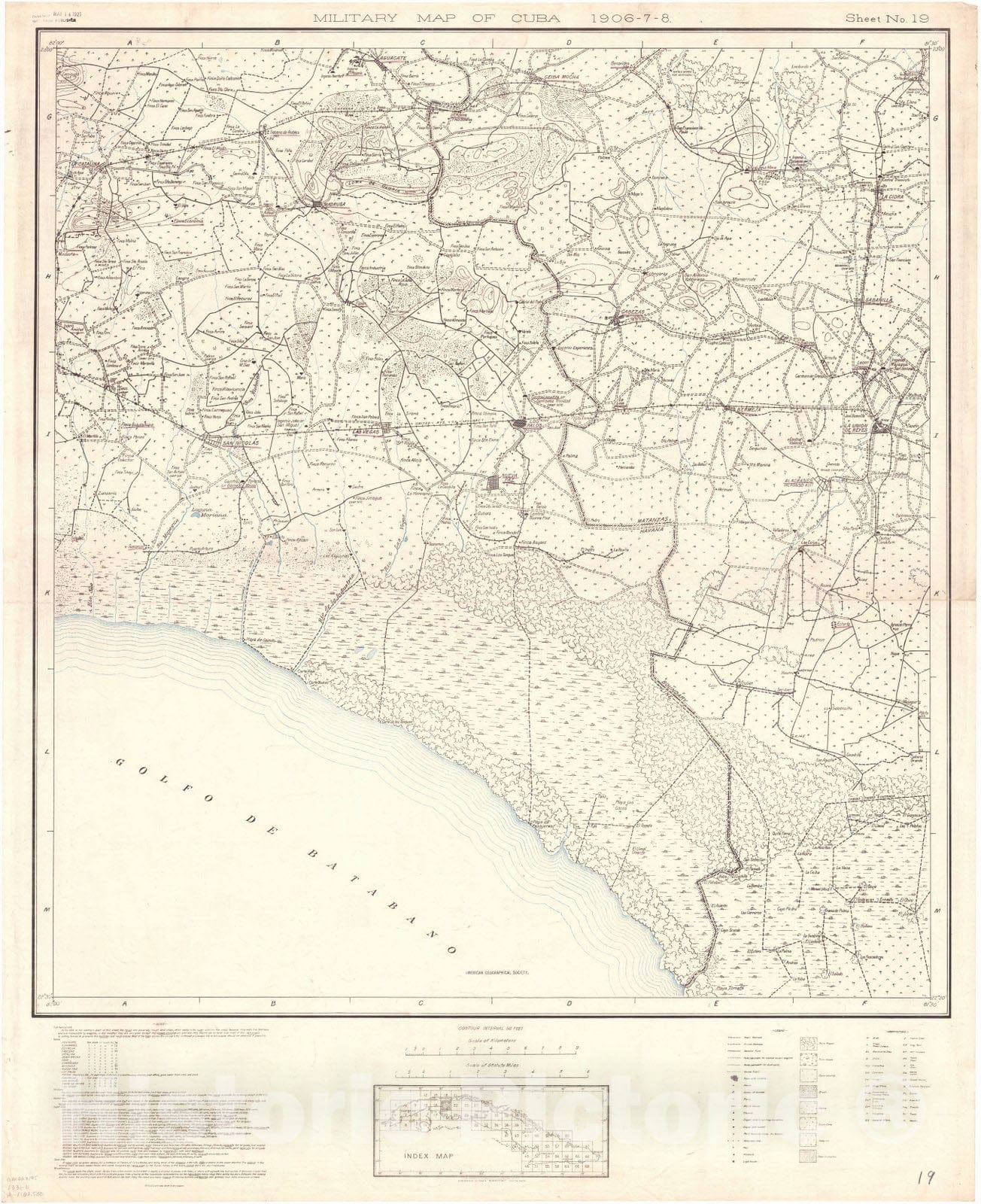 Map : Cuba 1906 22, Military map of Cuba , Antique Vintage Reproduction