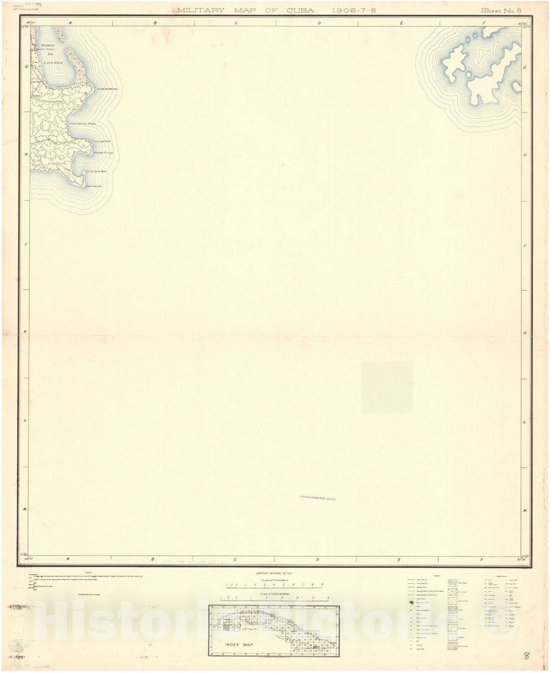 Map : Cuba 1906 24, Military map of Cuba , Antique Vintage Reproduction