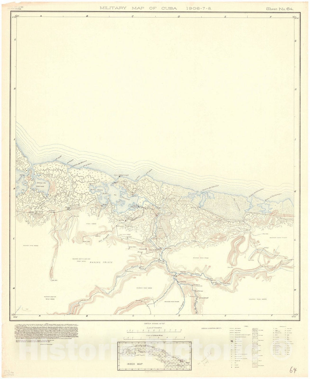 Map : Cuba 1906 25, Military map of Cuba , Antique Vintage Reproduction