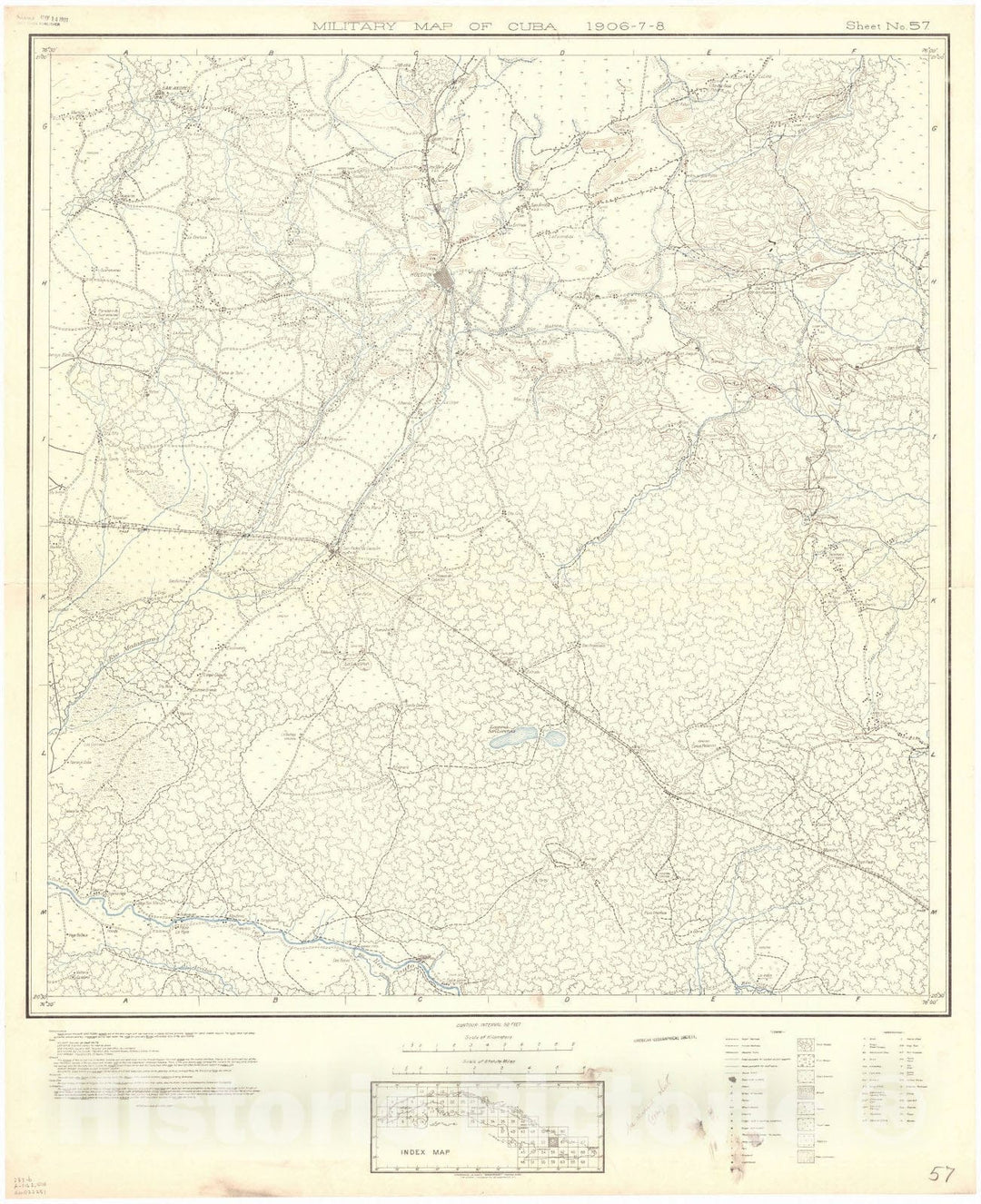 Map : Cuba 1906 26, Military map of Cuba , Antique Vintage Reproduction