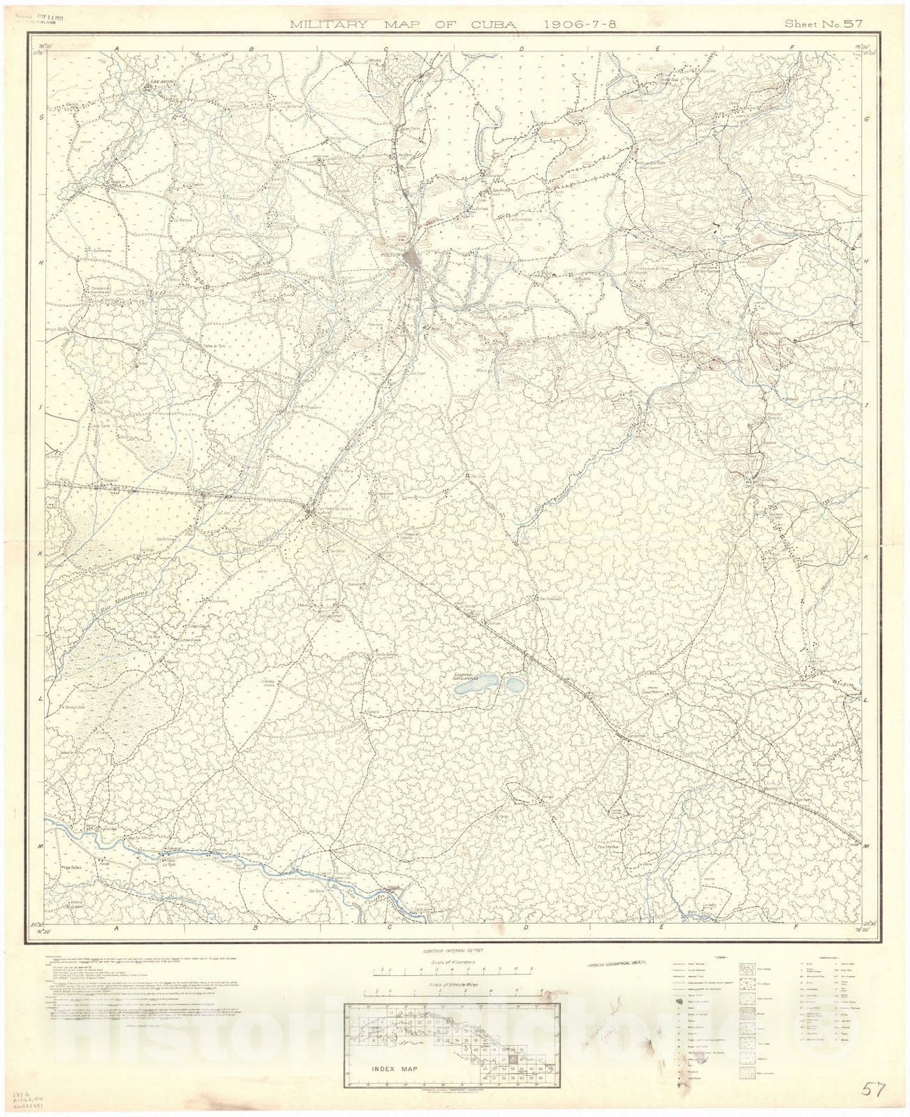 Map : Cuba 1906 26, Military map of Cuba , Antique Vintage Reproduction