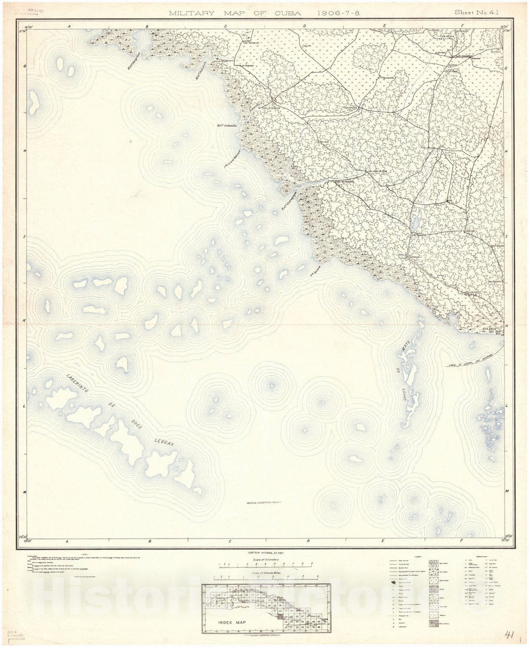 Map : Cuba 1906 29, Military map of Cuba , Antique Vintage Reproduction