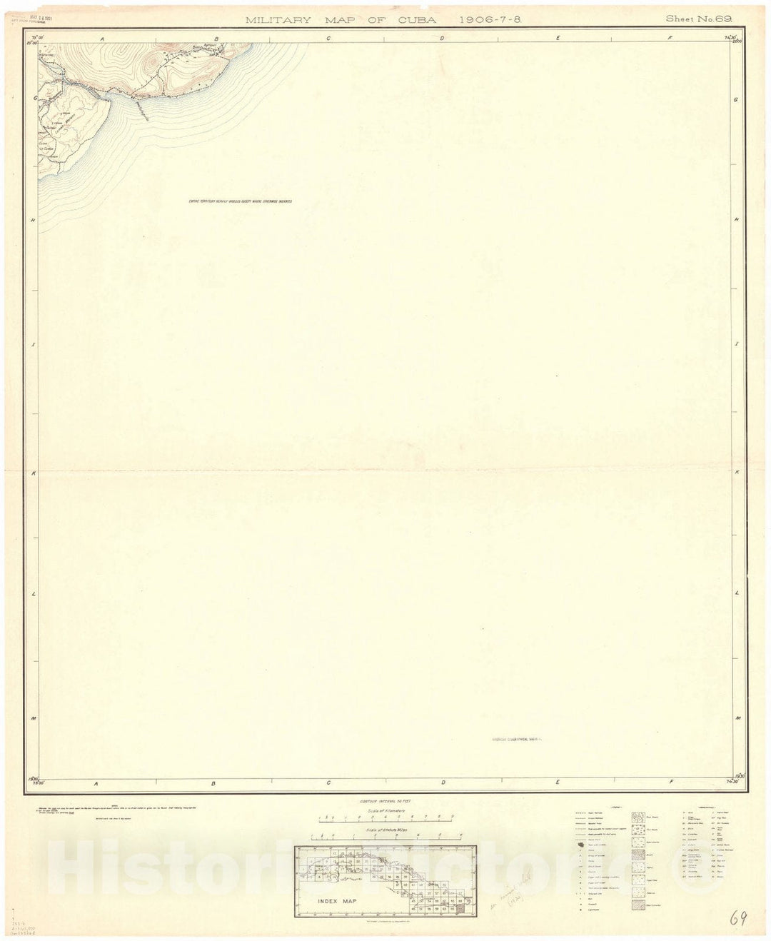 Map : Cuba 1906 30, Military map of Cuba , Antique Vintage Reproduction