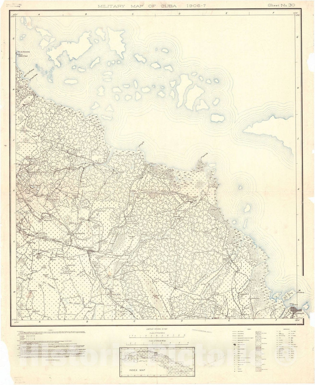 Map : Cuba 1906 31, Military map of Cuba , Antique Vintage Reproduction