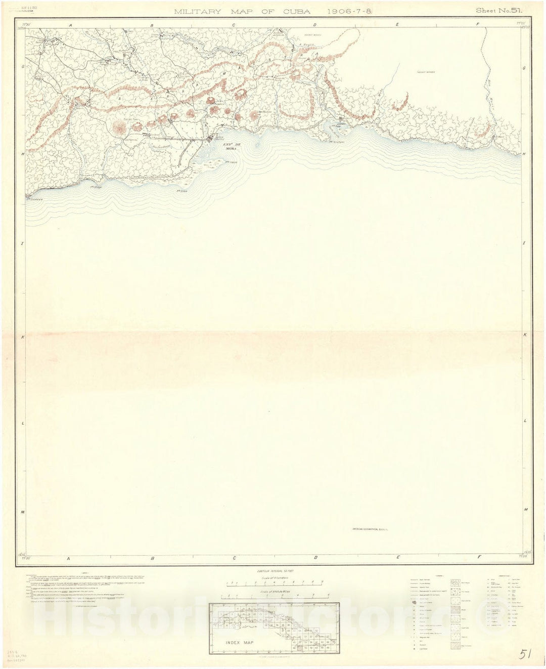 Map : Cuba 1906 32, Military map of Cuba , Antique Vintage Reproduction