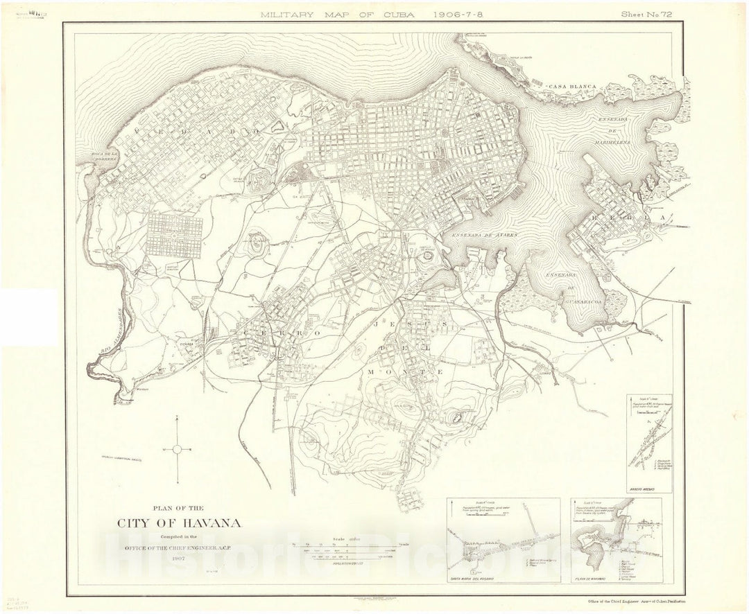 Map : Cuba 1906 99, Military map of Cuba , Antique Vintage Reproduction