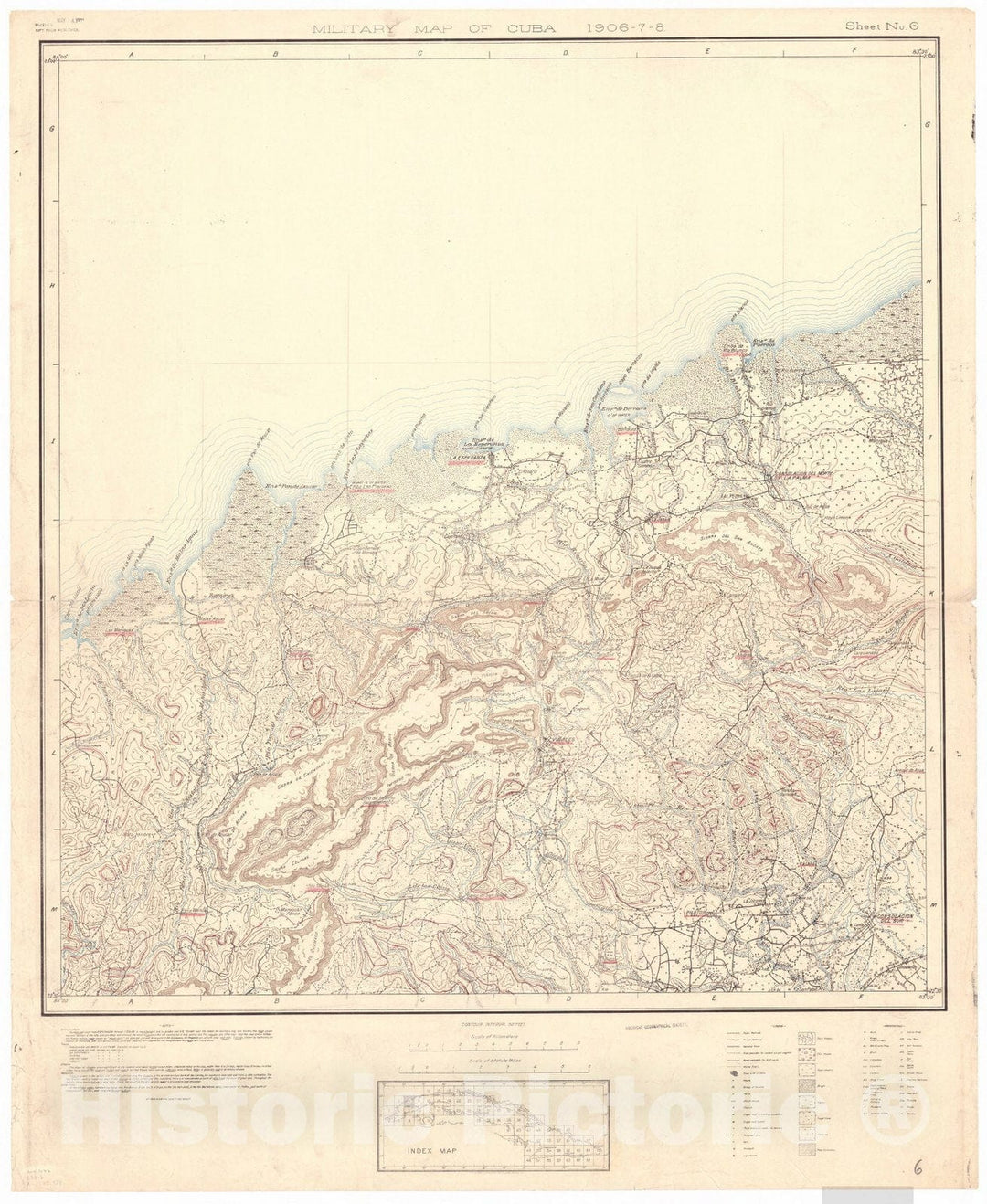 Map : Cuba 1906 33, Military map of Cuba , Antique Vintage Reproduction