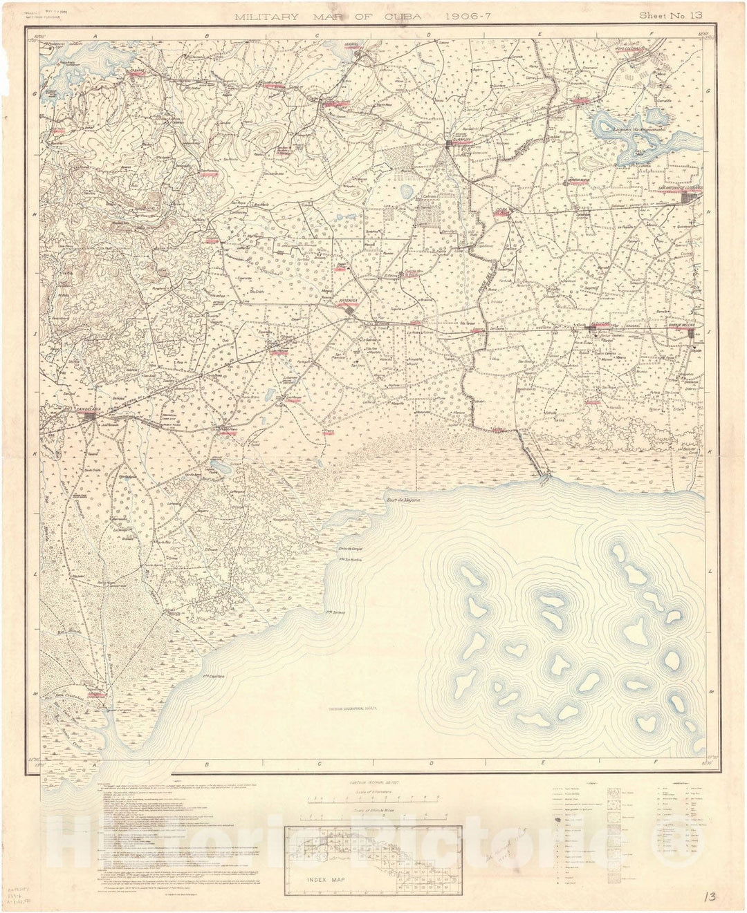 Map : Cuba 1906 36, Military map of Cuba , Antique Vintage Reproduction