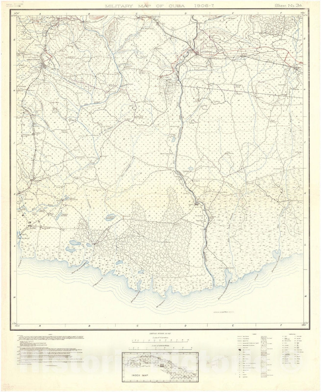 Map : Cuba 1906 39, Military map of Cuba , Antique Vintage Reproduction