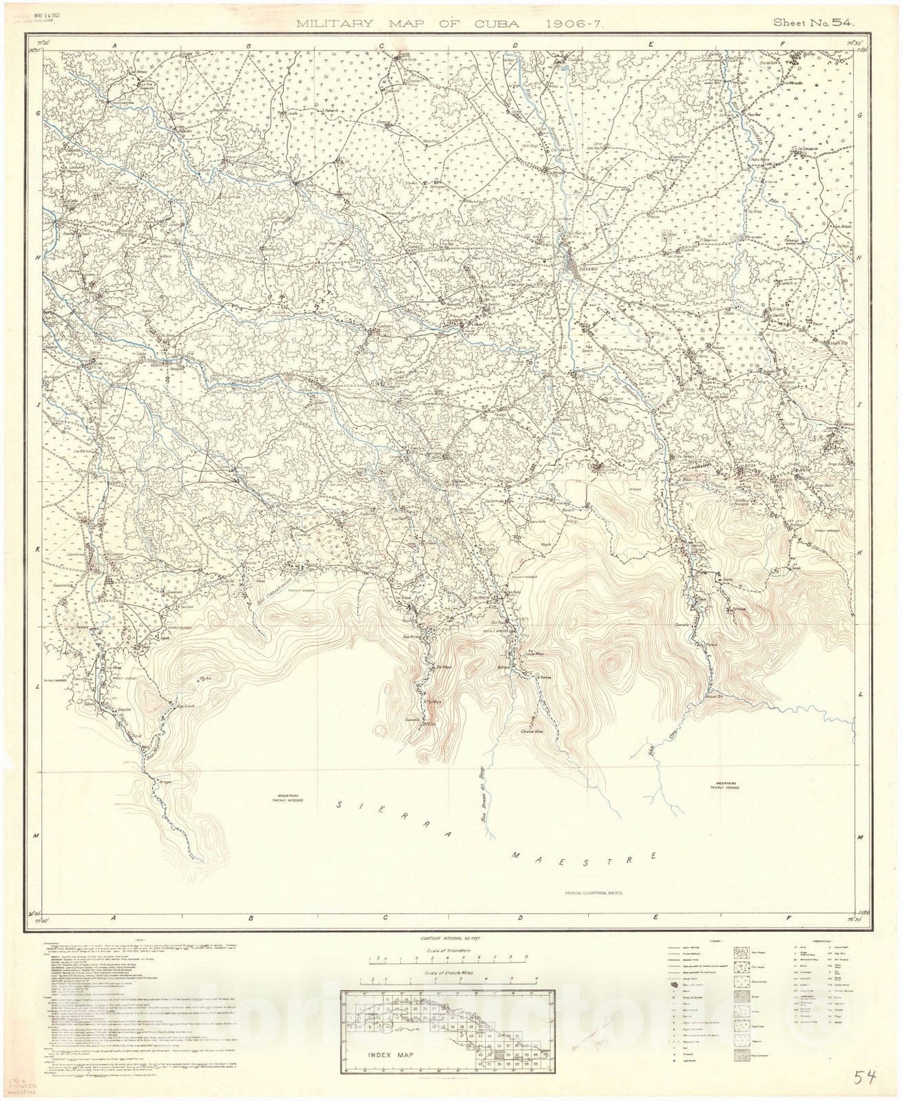 Map : Cuba 1906 40, Military map of Cuba , Antique Vintage Reproduction