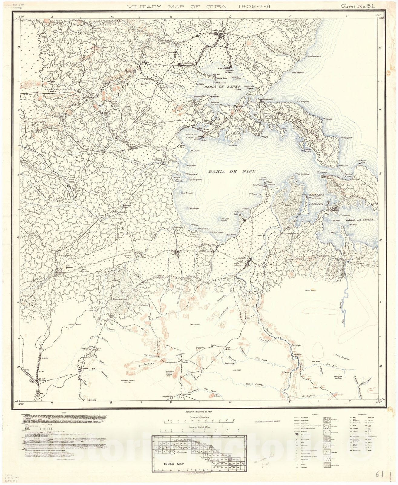 Map : Cuba 1906 41, Military map of Cuba , Antique Vintage Reproduction