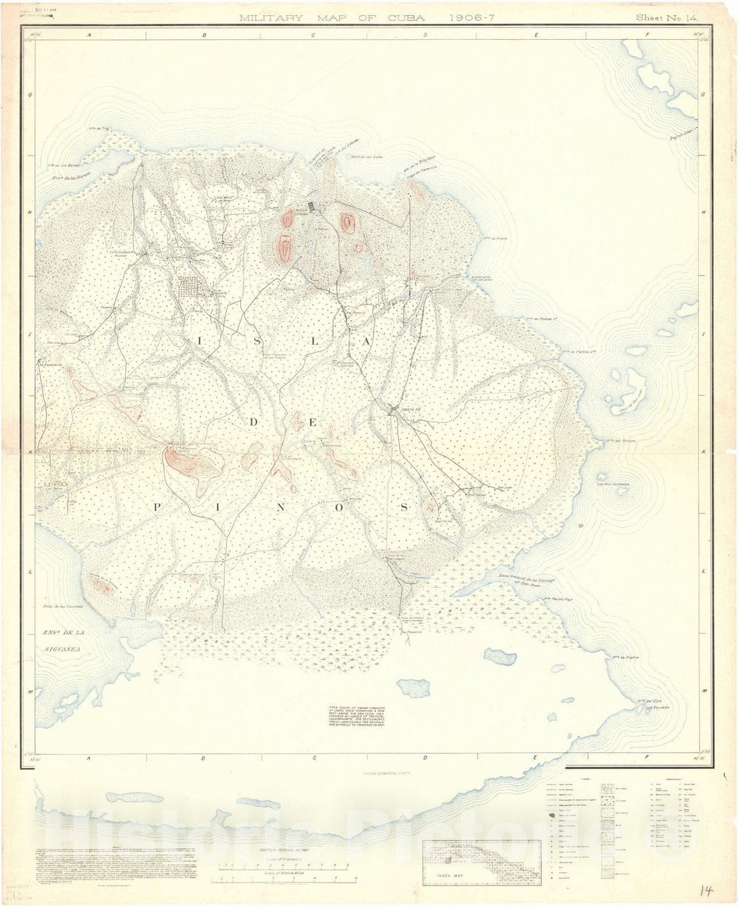 Map : Cuba 1906 50, Military map of Cuba , Antique Vintage Reproduction