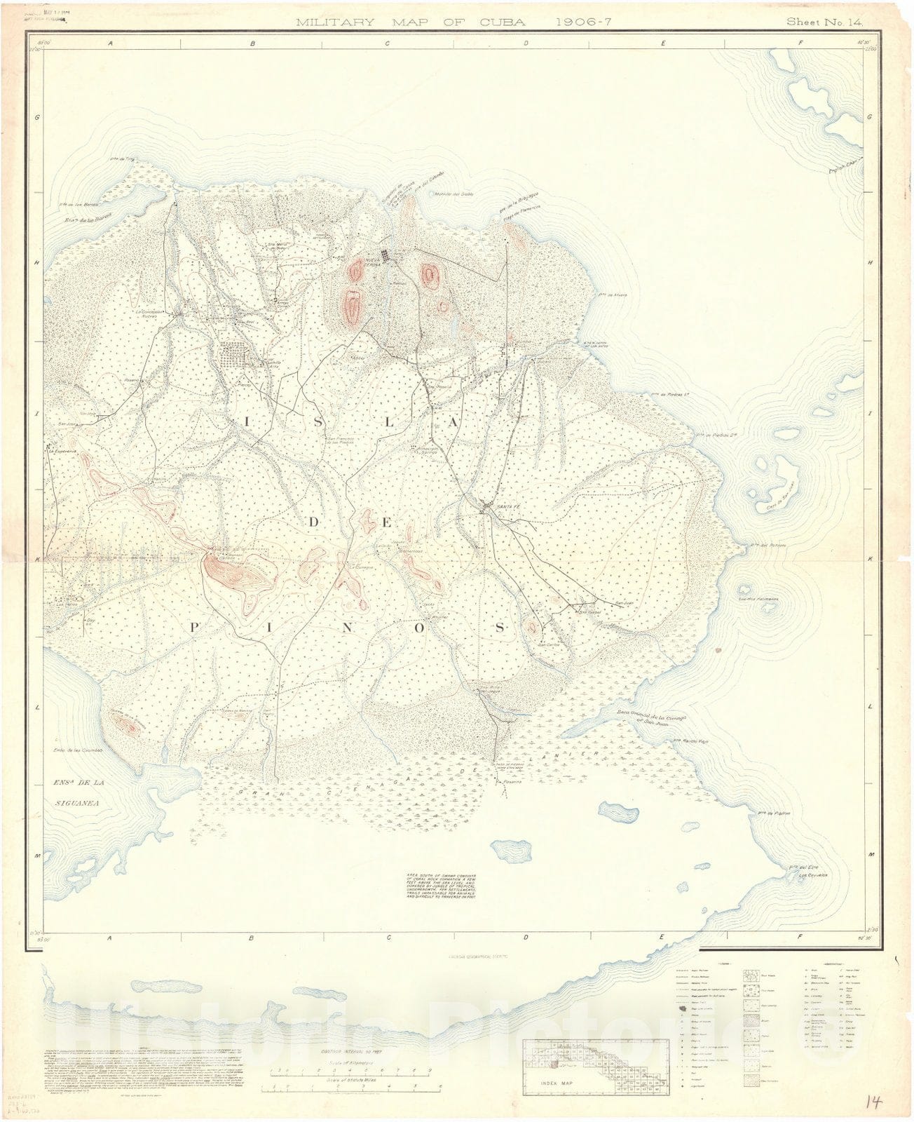 Map : Cuba 1906 50, Military map of Cuba , Antique Vintage Reproduction