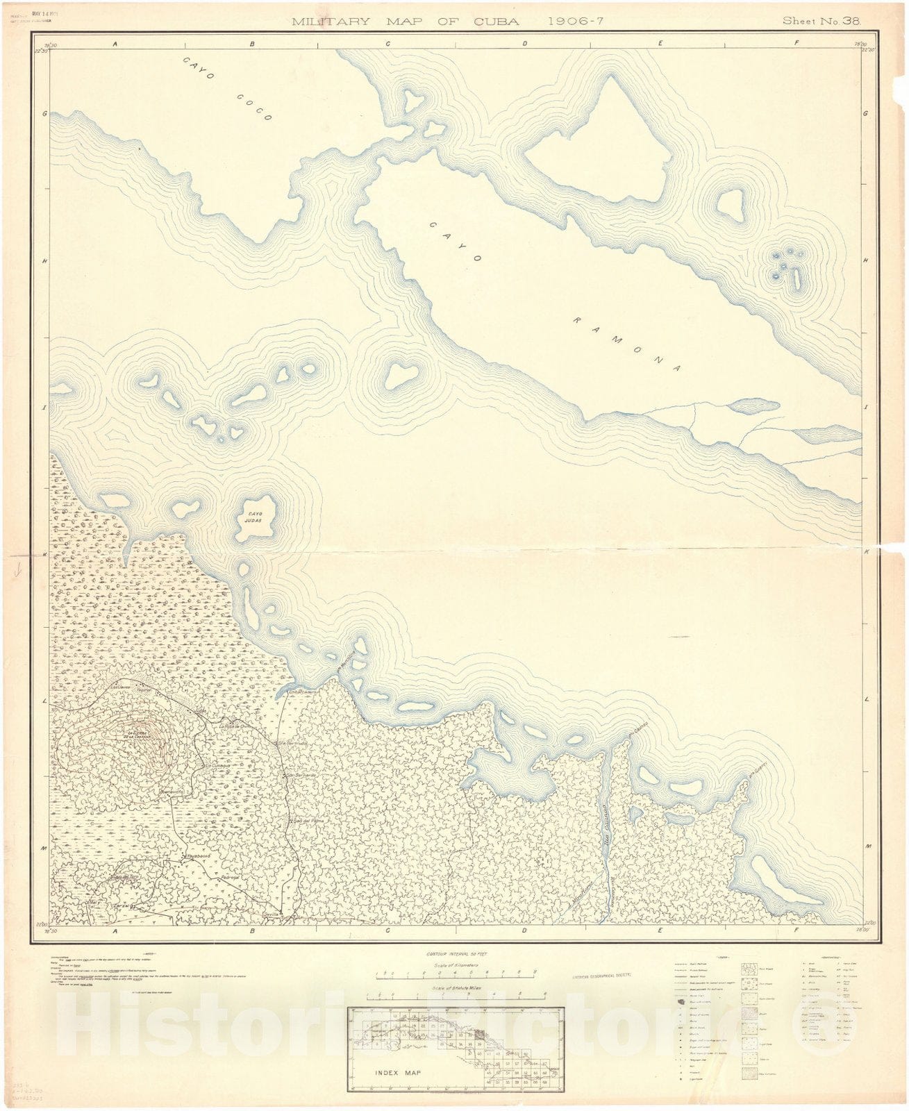 Map : Cuba 1906 51, Military map of Cuba , Antique Vintage Reproduction