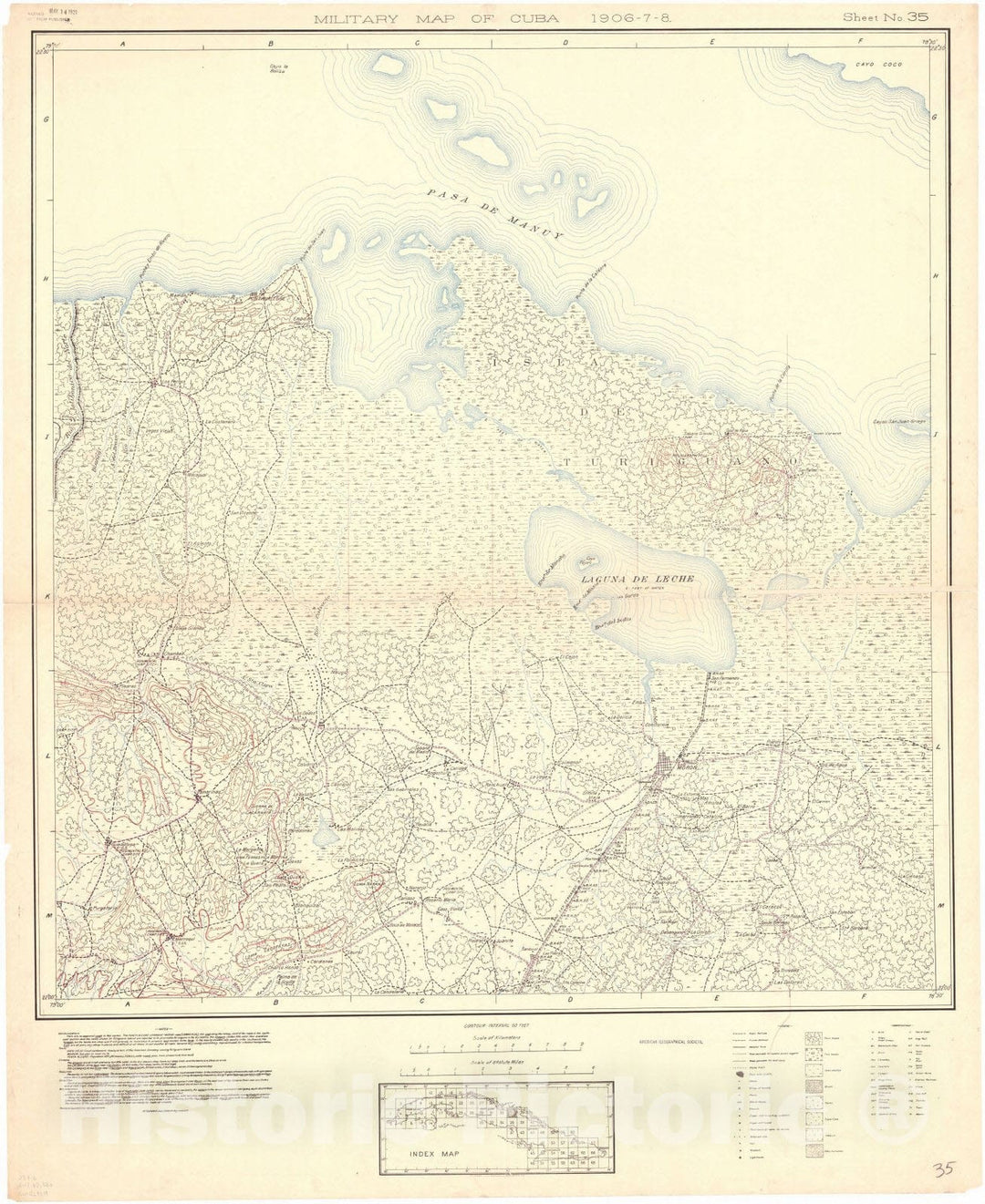 Map : Cuba 1906 52, Military map of Cuba , Antique Vintage Reproduction