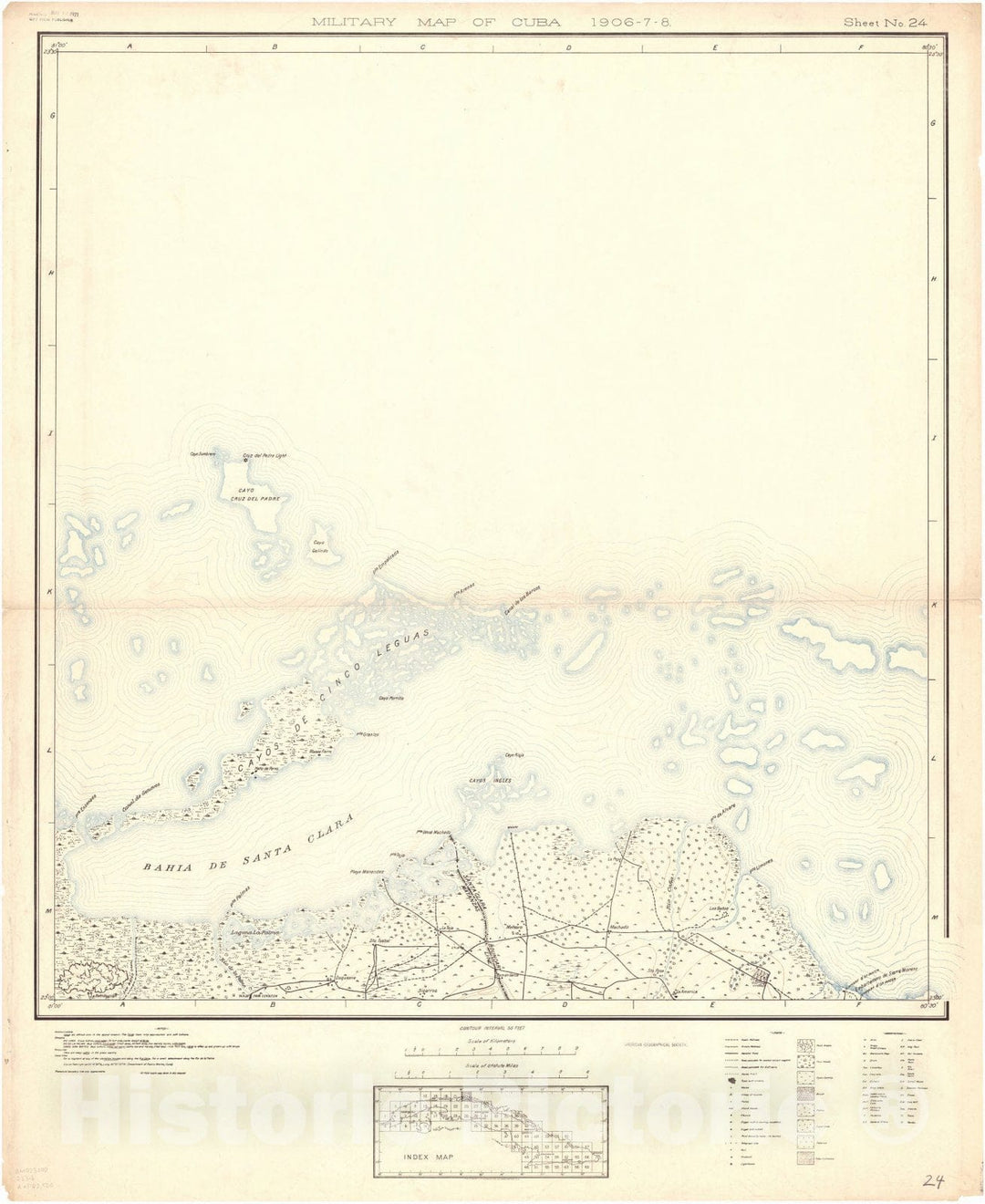 Map : Cuba 1906 53, Military map of Cuba , Antique Vintage Reproduction