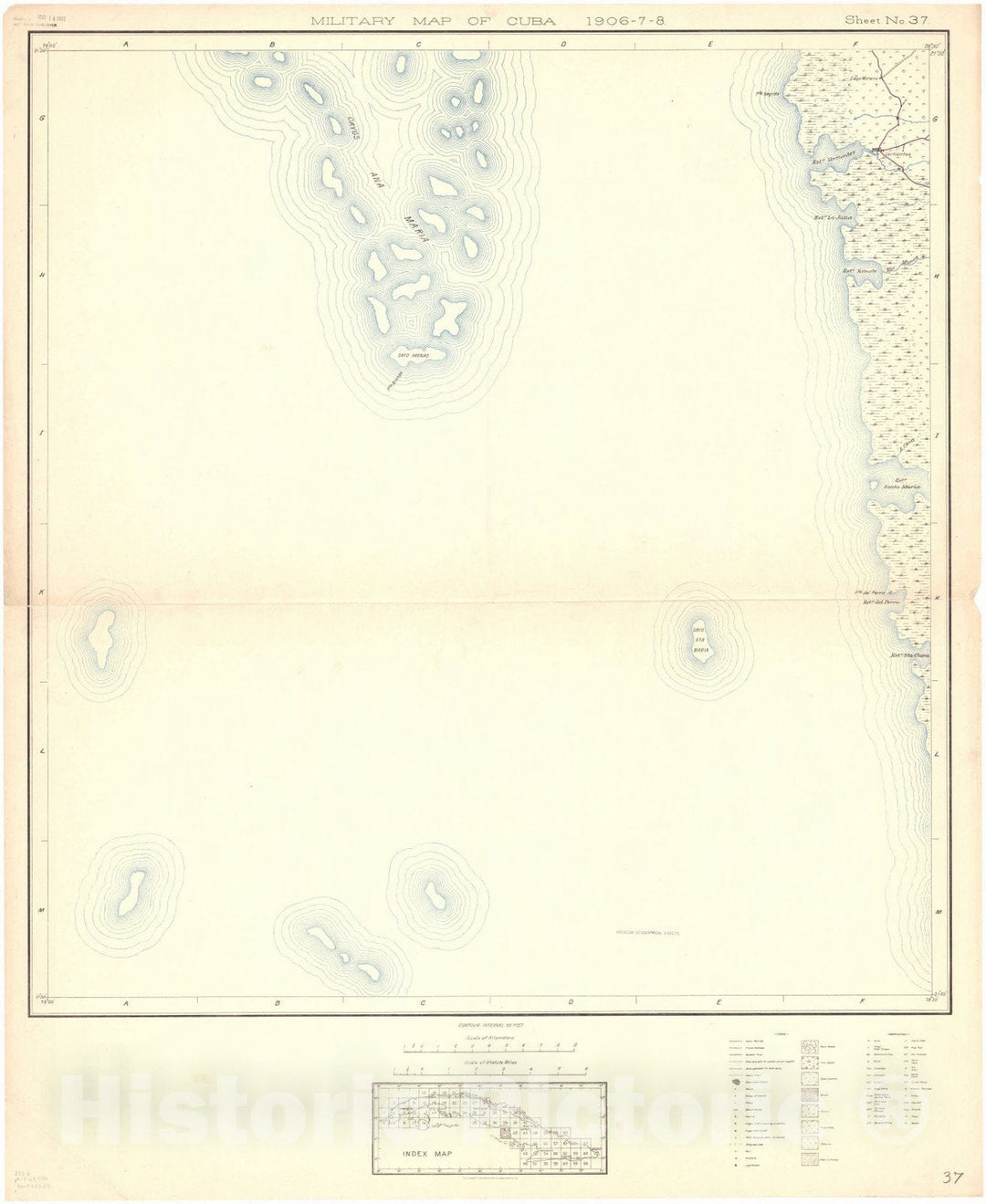 Map : Cuba 1906 54, Military map of Cuba , Antique Vintage Reproduction