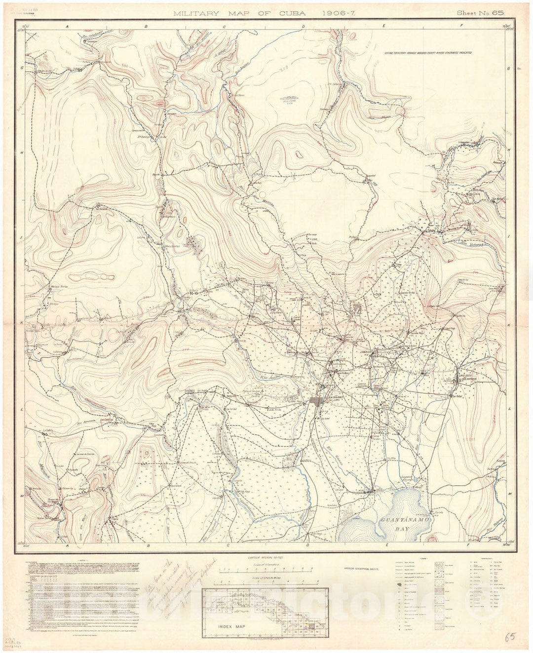 Map : Cuba 1906 55, Military map of Cuba , Antique Vintage Reproduction